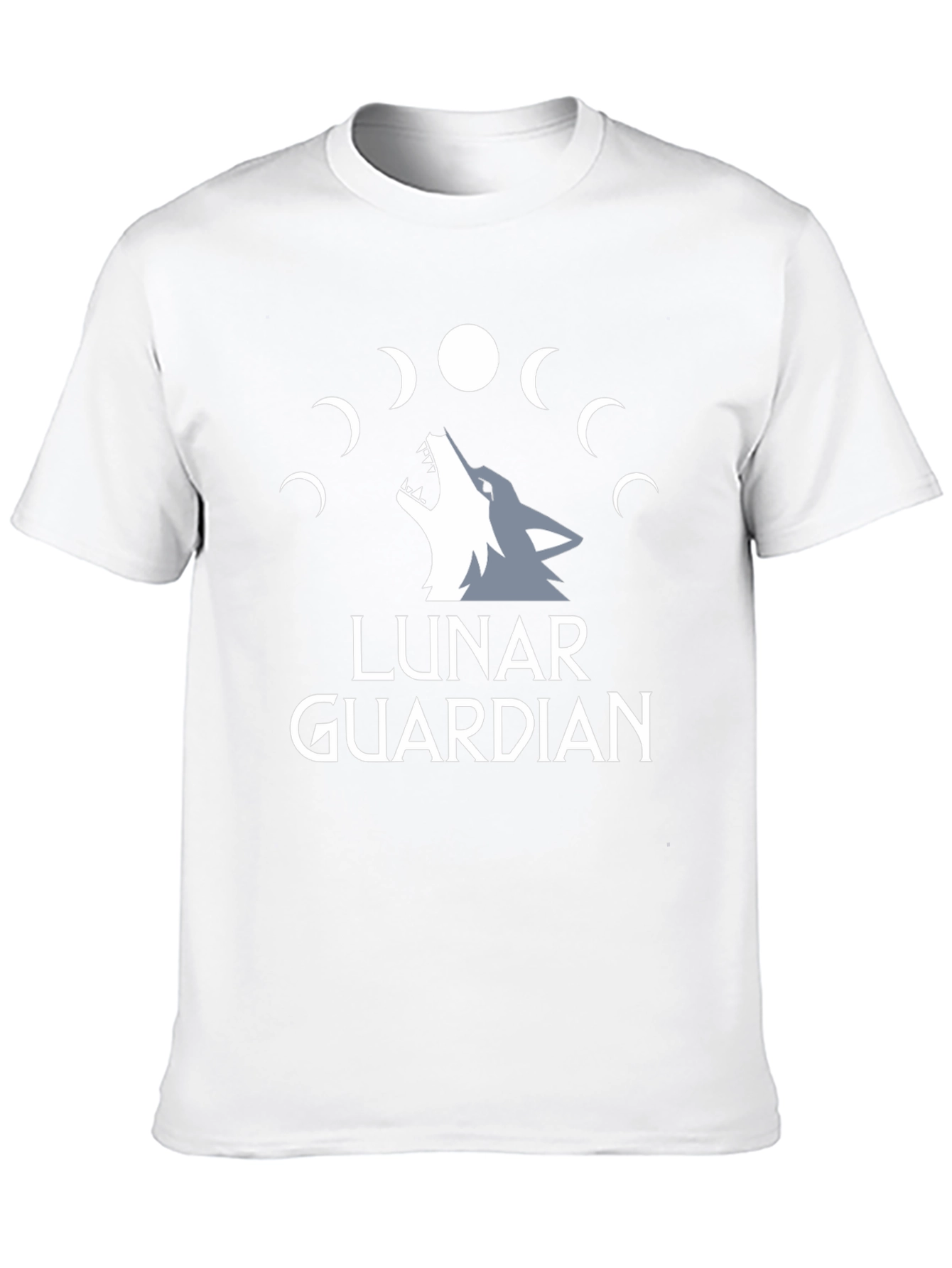 Lunar Guardian Wolf Graphic Tee - Black Cotton T-Shirt