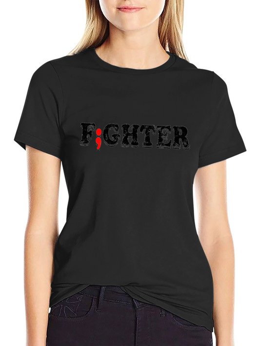 Fighter Semicolon Graphic Tee - Mental Health Awareness T-Shirt