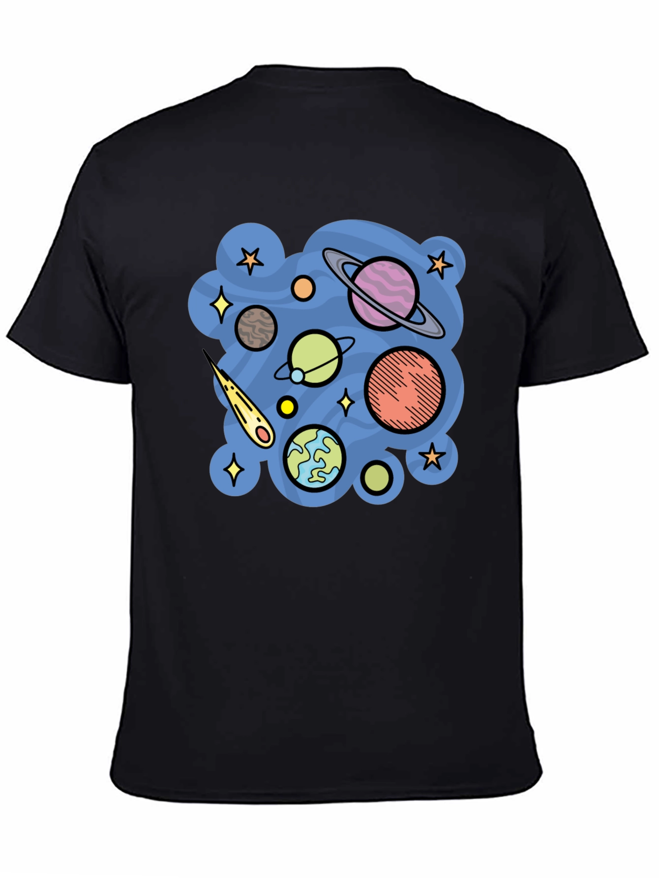 Space Planets Graphic Black T-Shirt
