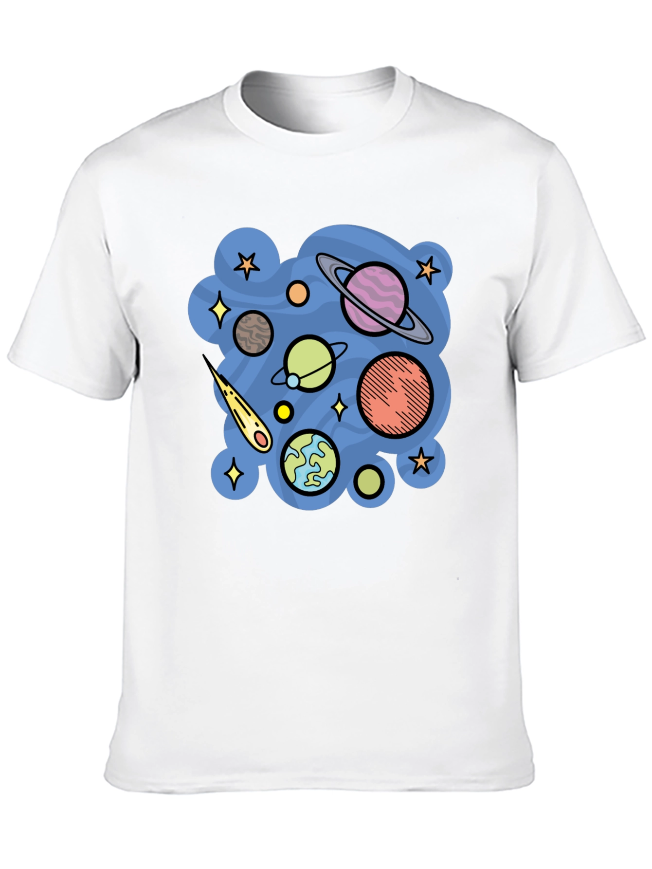 Space Planets Graphic Black T-Shirt