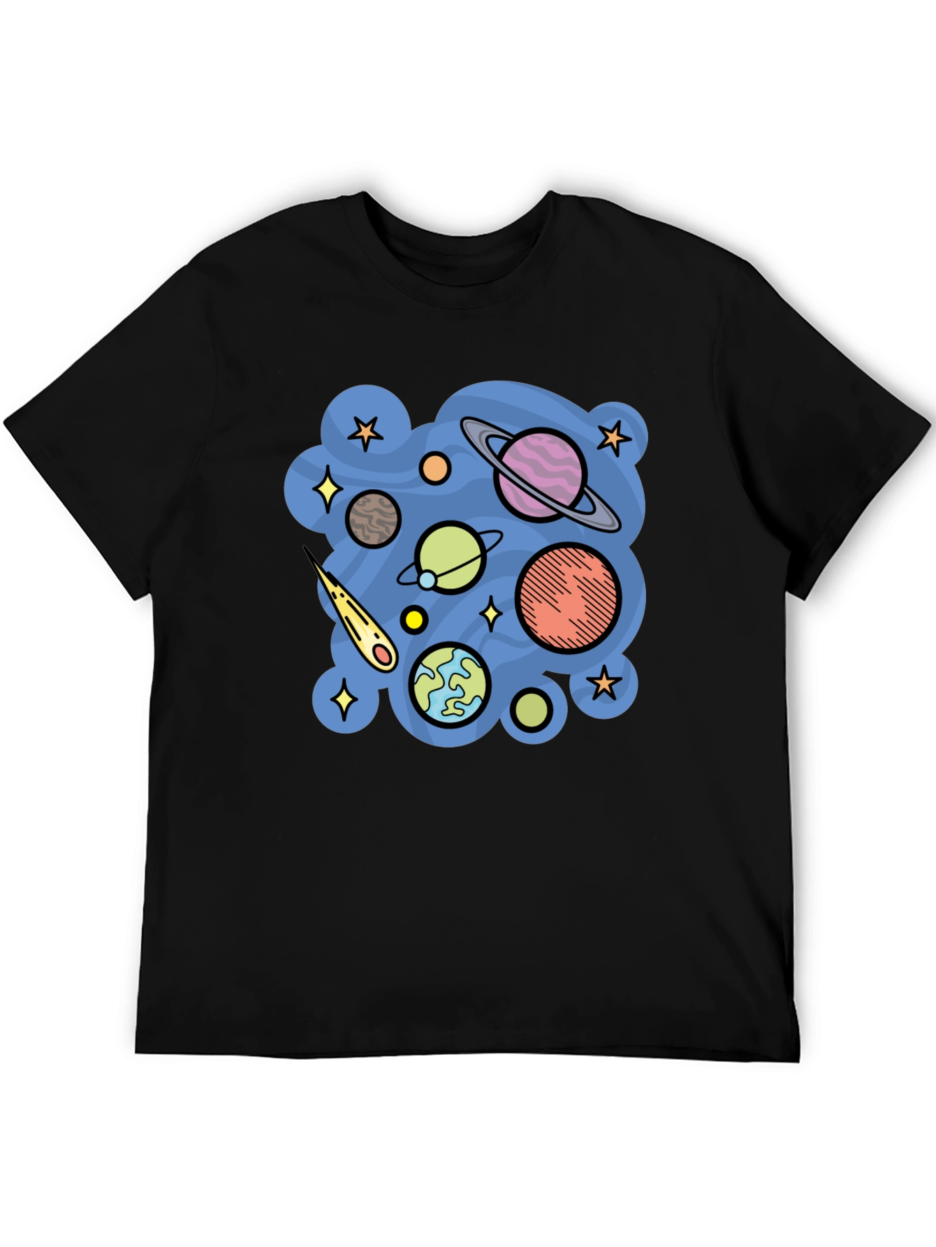 Space Planets Graphic Black T-Shirt