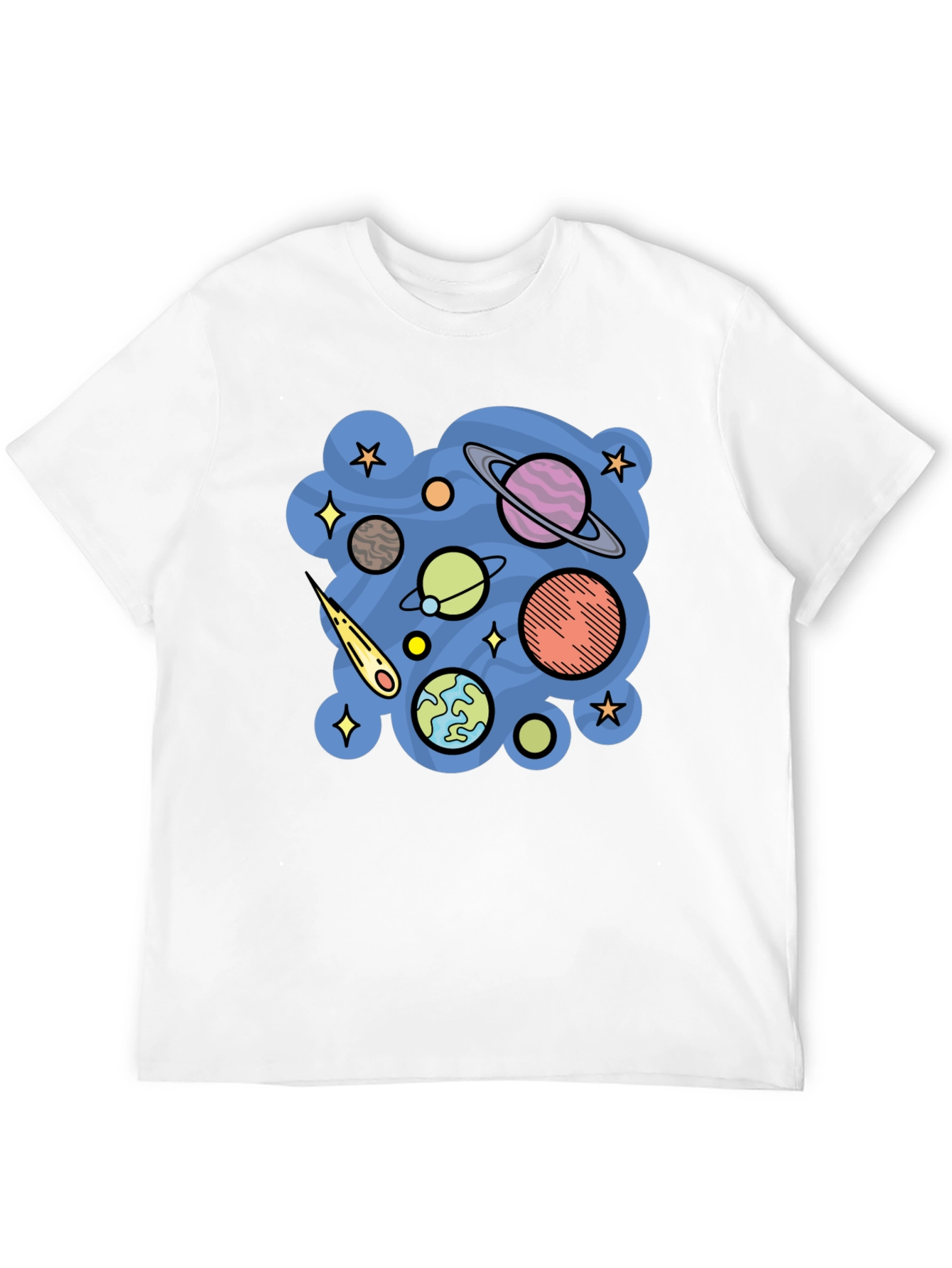 Space Planets Graphic Black T-Shirt