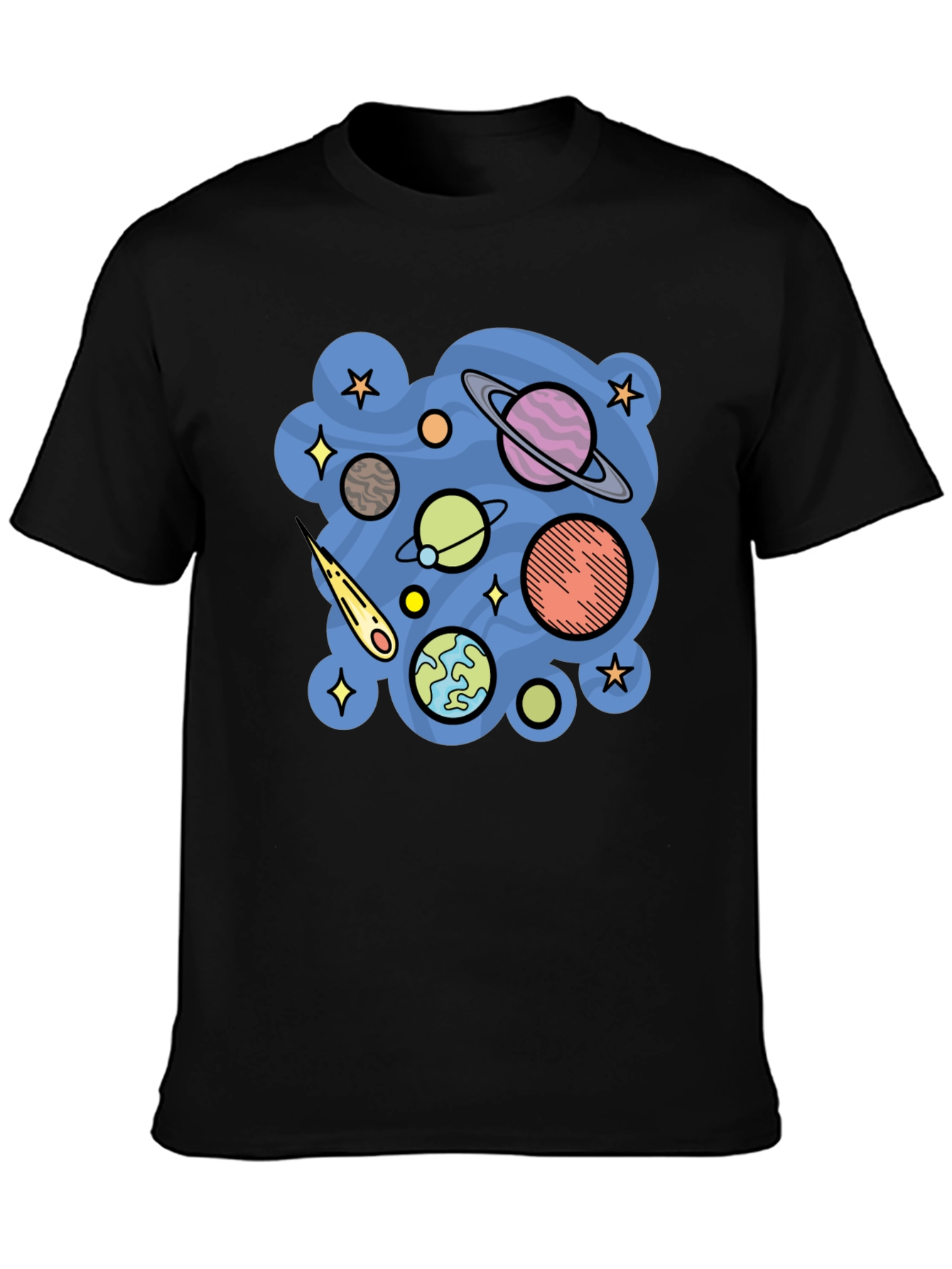 Space Planets Graphic Black T-Shirt