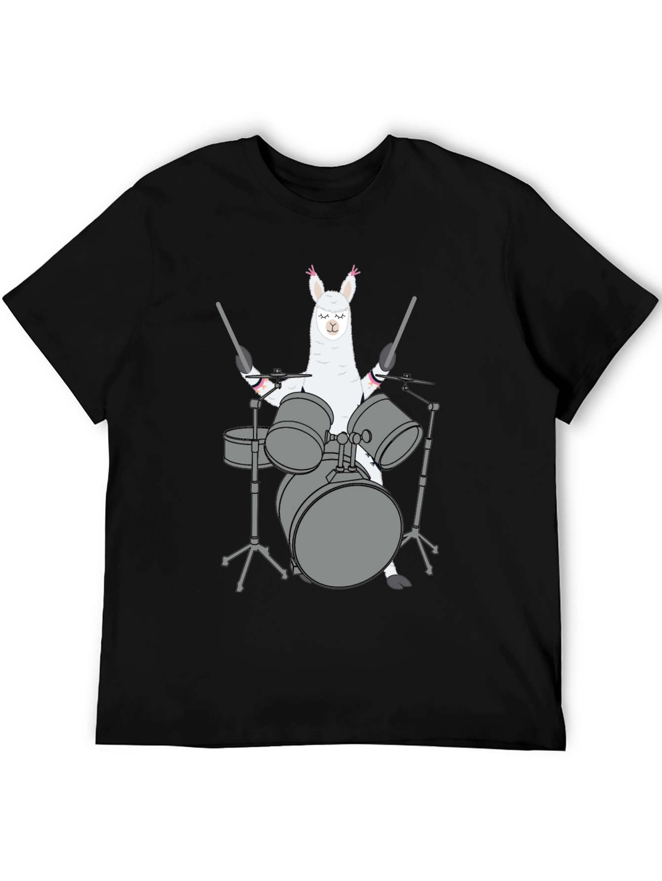 Llama Drummer Black T-Shirt