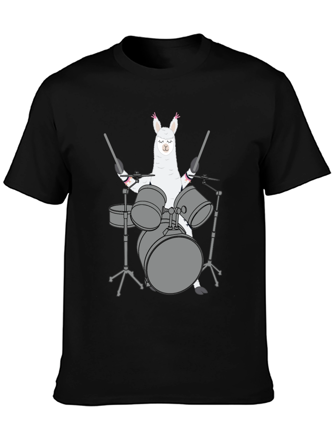 Llama Drummer Black T-Shirt