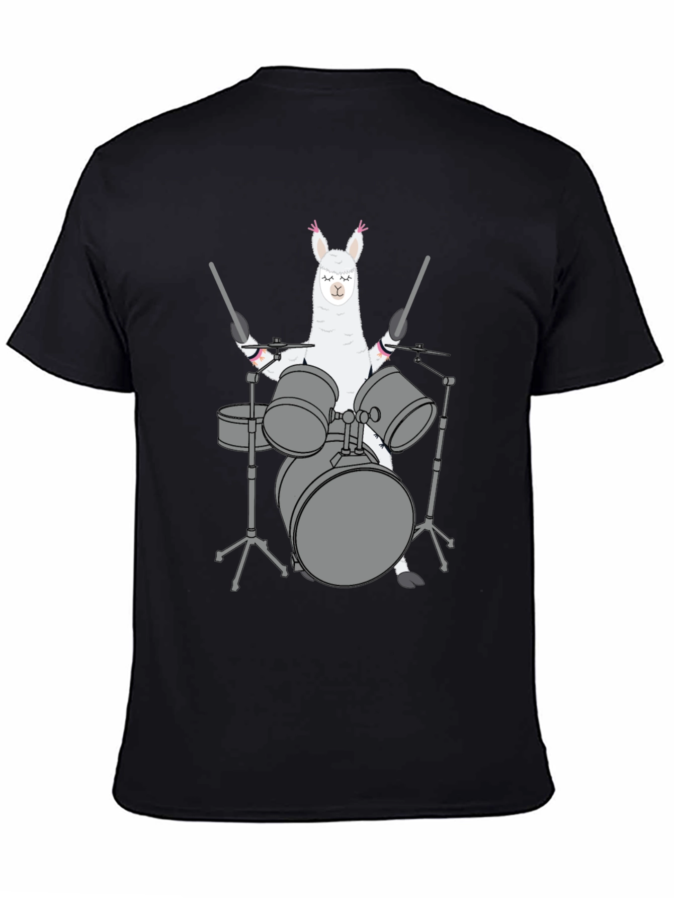 Llama Drummer Black T-Shirt