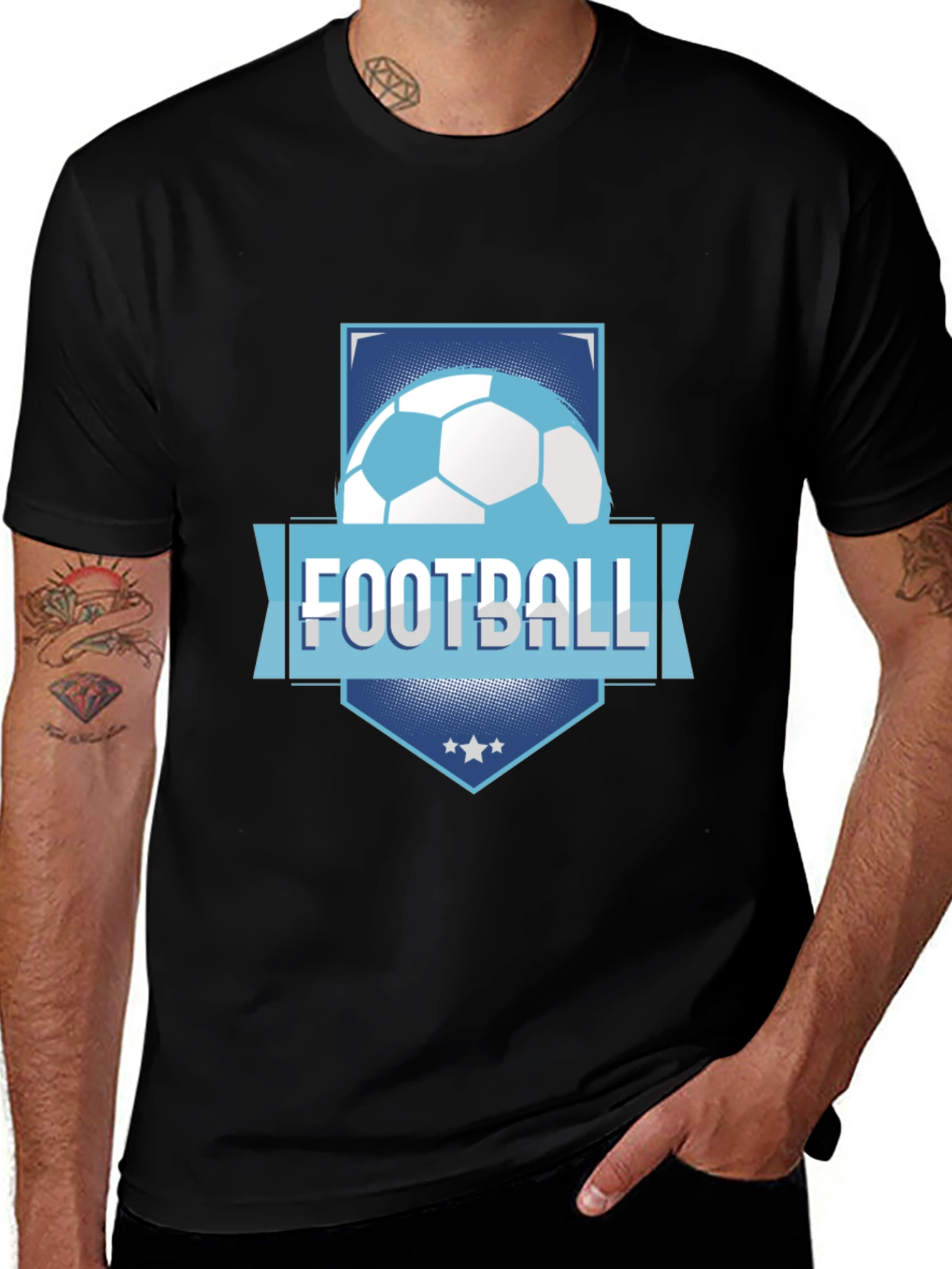 Football Graphic Tee - Black Cotton Blend