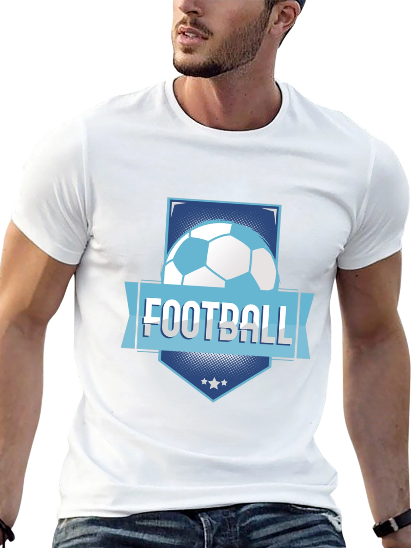Football Graphic Tee - Black Cotton Blend