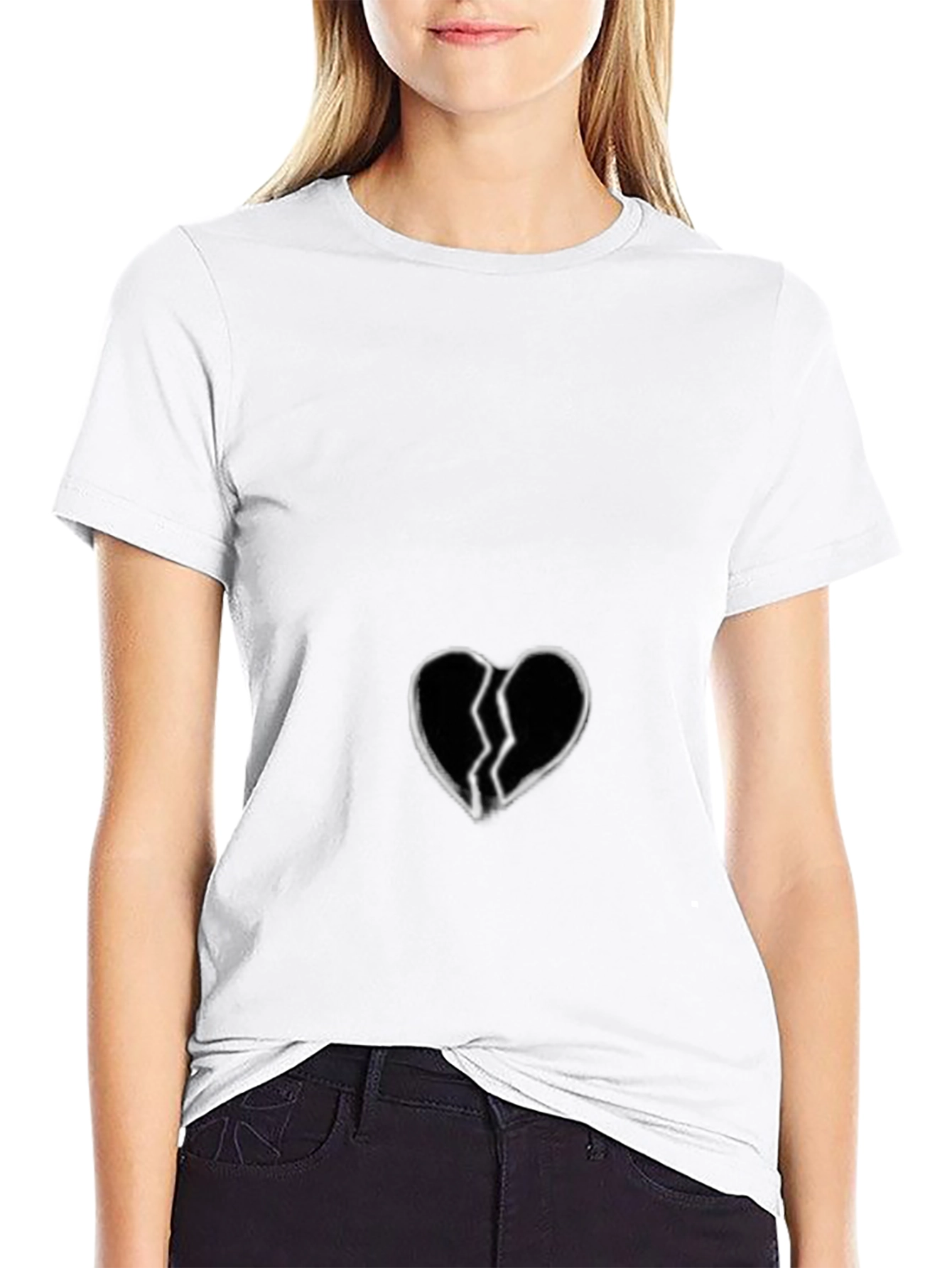 Broken Heart Graphic Black T-Shirt