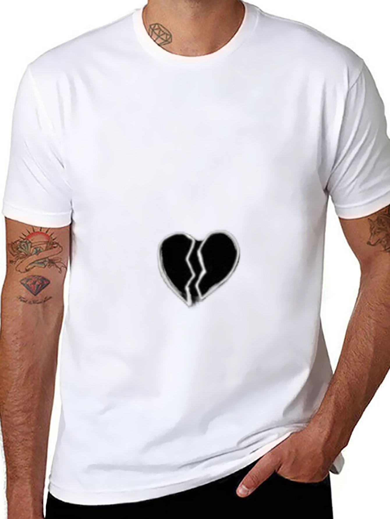 Broken Heart Graphic Black T-Shirt