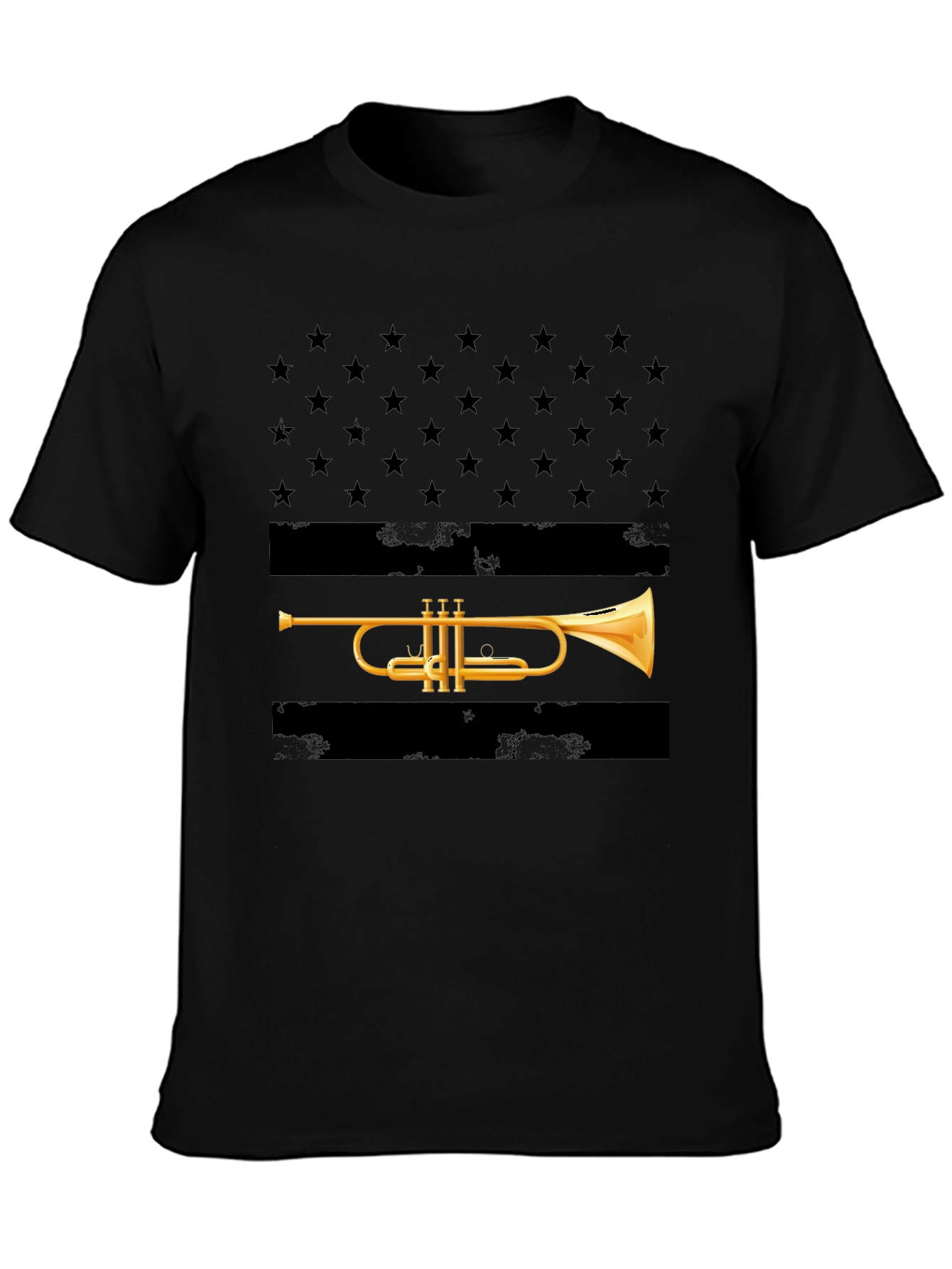 Trumpet Stars T-Shirt - Musical Patriotic Design