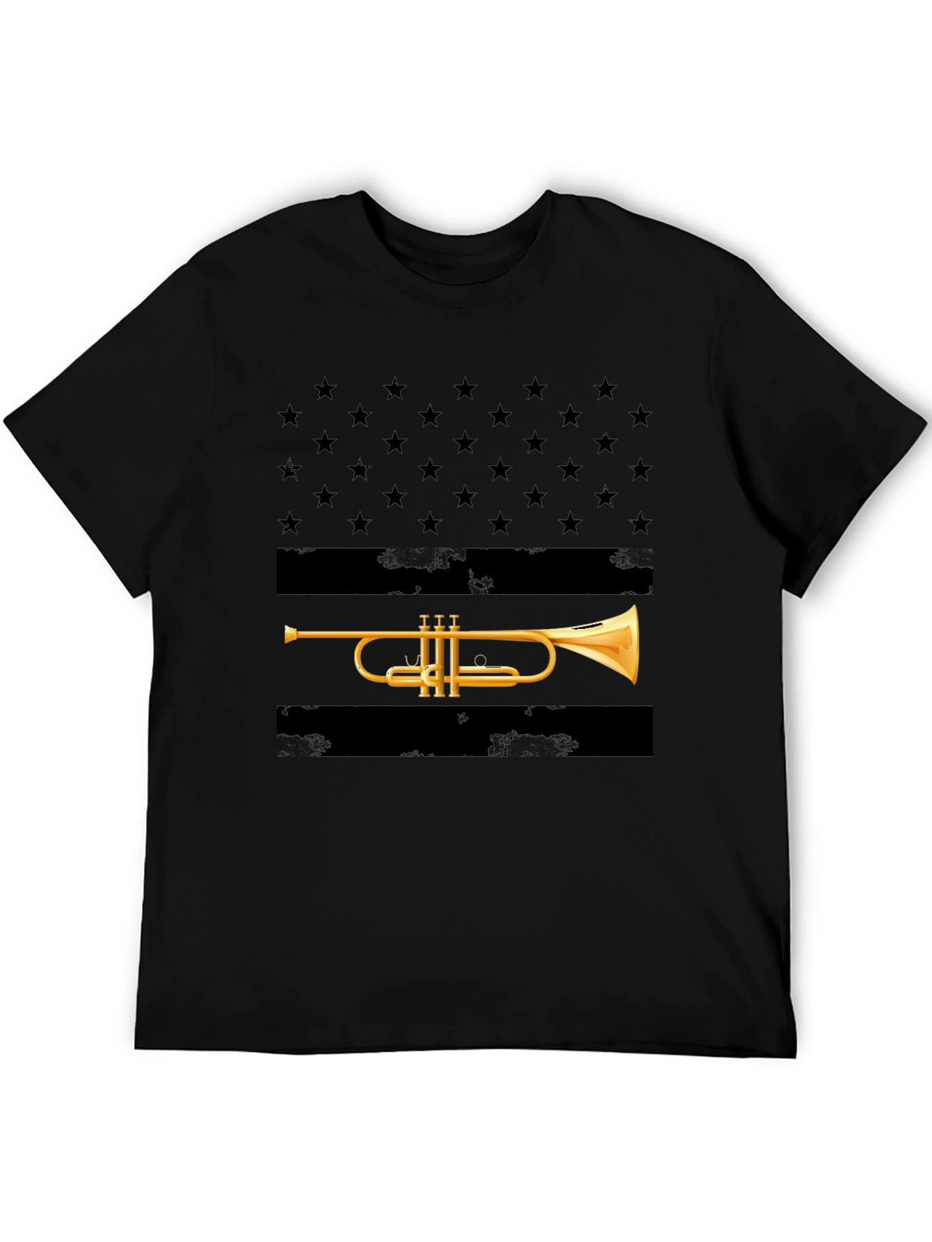 Trumpet Stars T-Shirt - Musical Patriotic Design