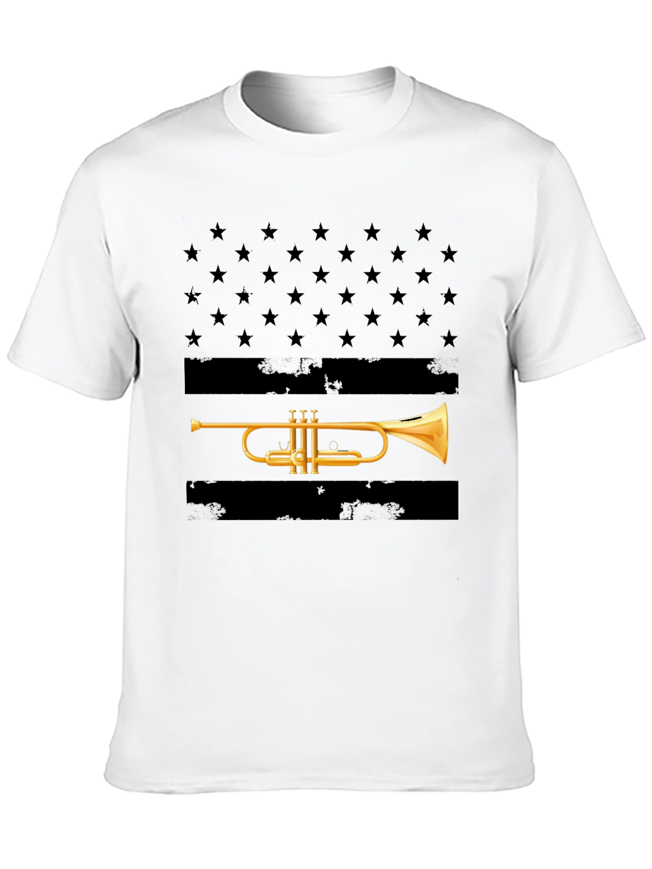 Trumpet Stars T-Shirt - Musical Patriotic Design