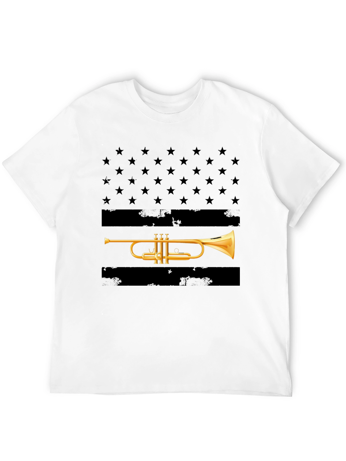 Trumpet Stars T-Shirt - Musical Patriotic Design