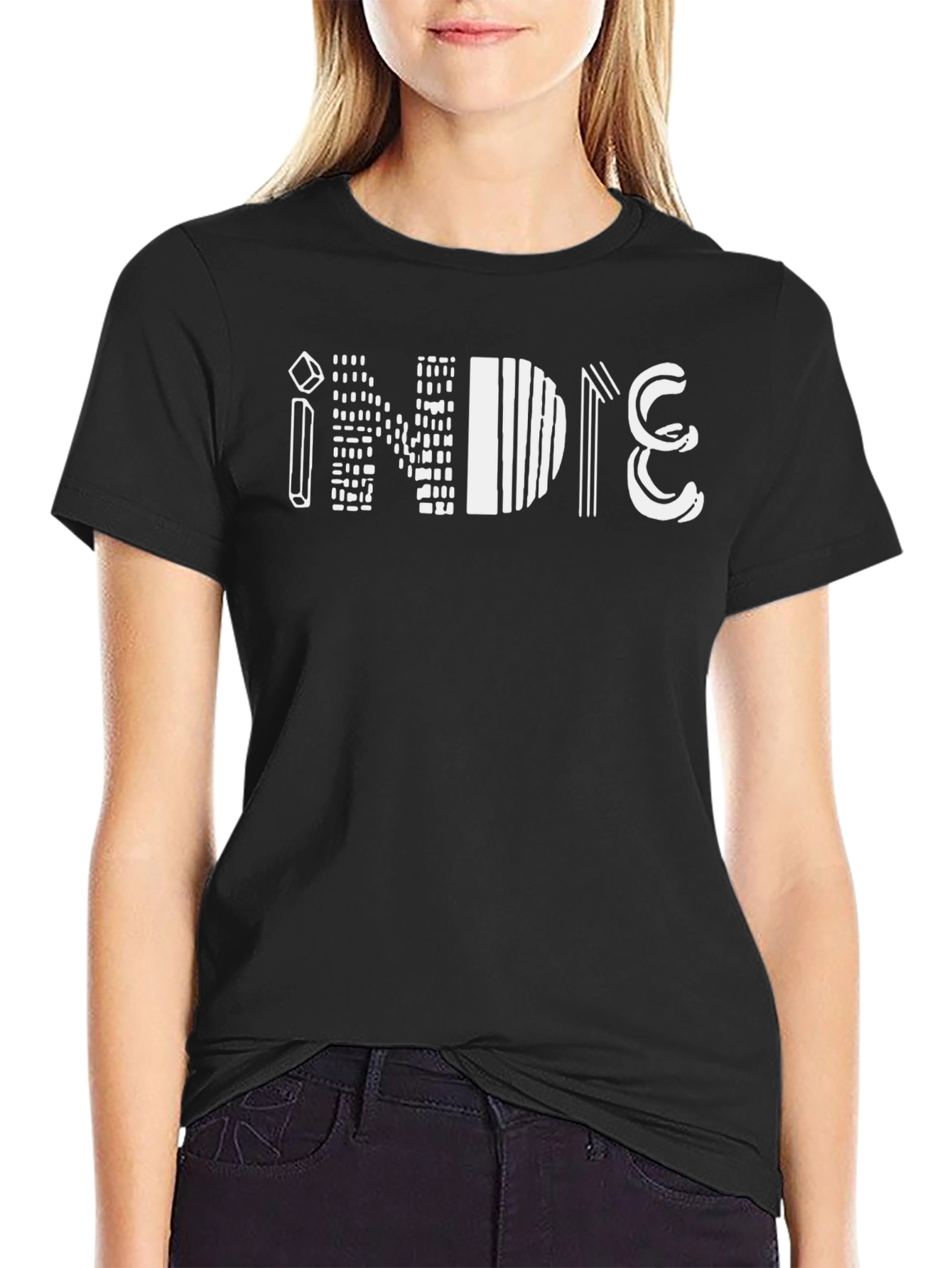 Indie Graphic Print Black T-Shirt