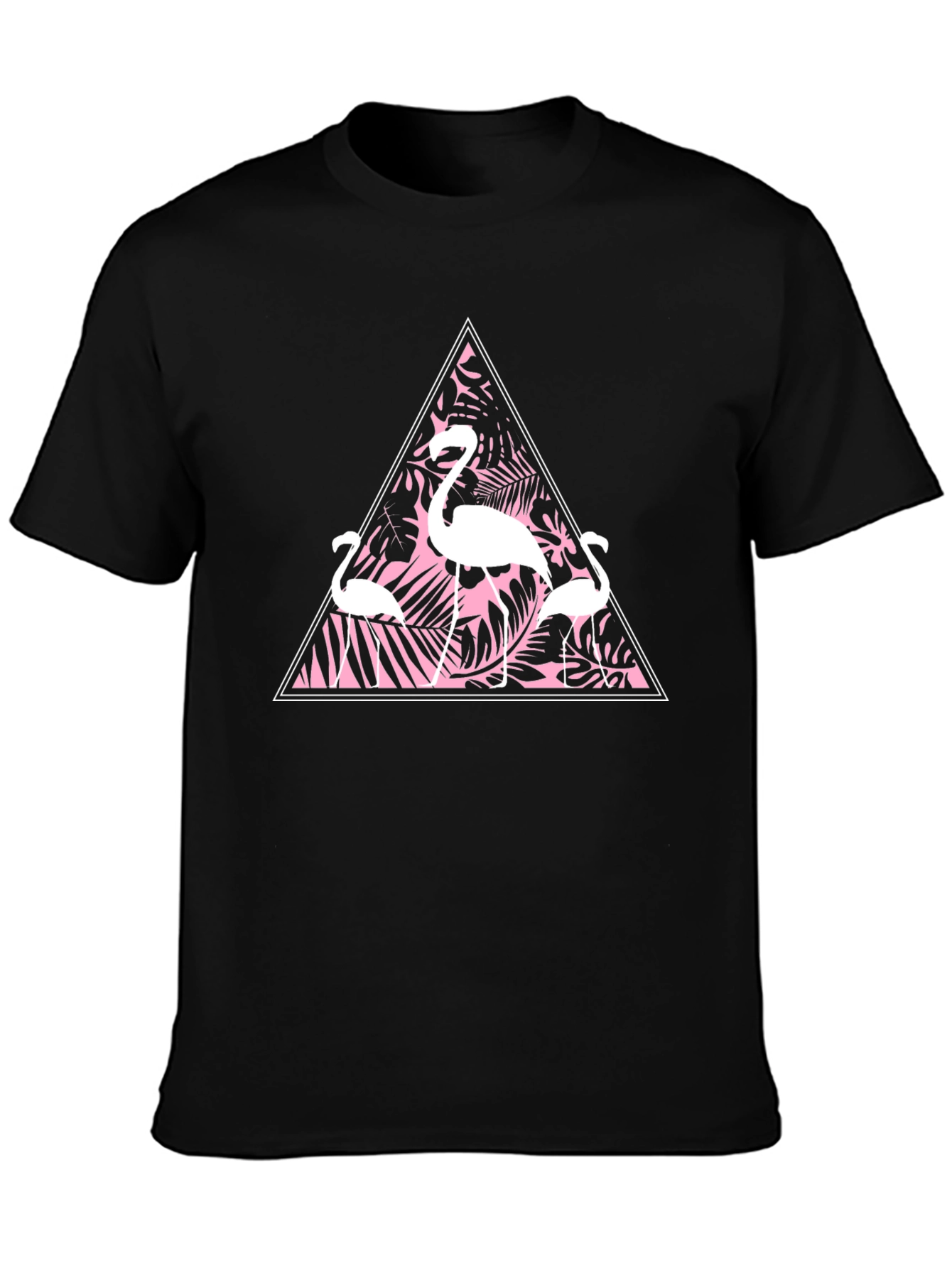 Flamingo Triangle Graphic Tee - Modern Casual Shirt