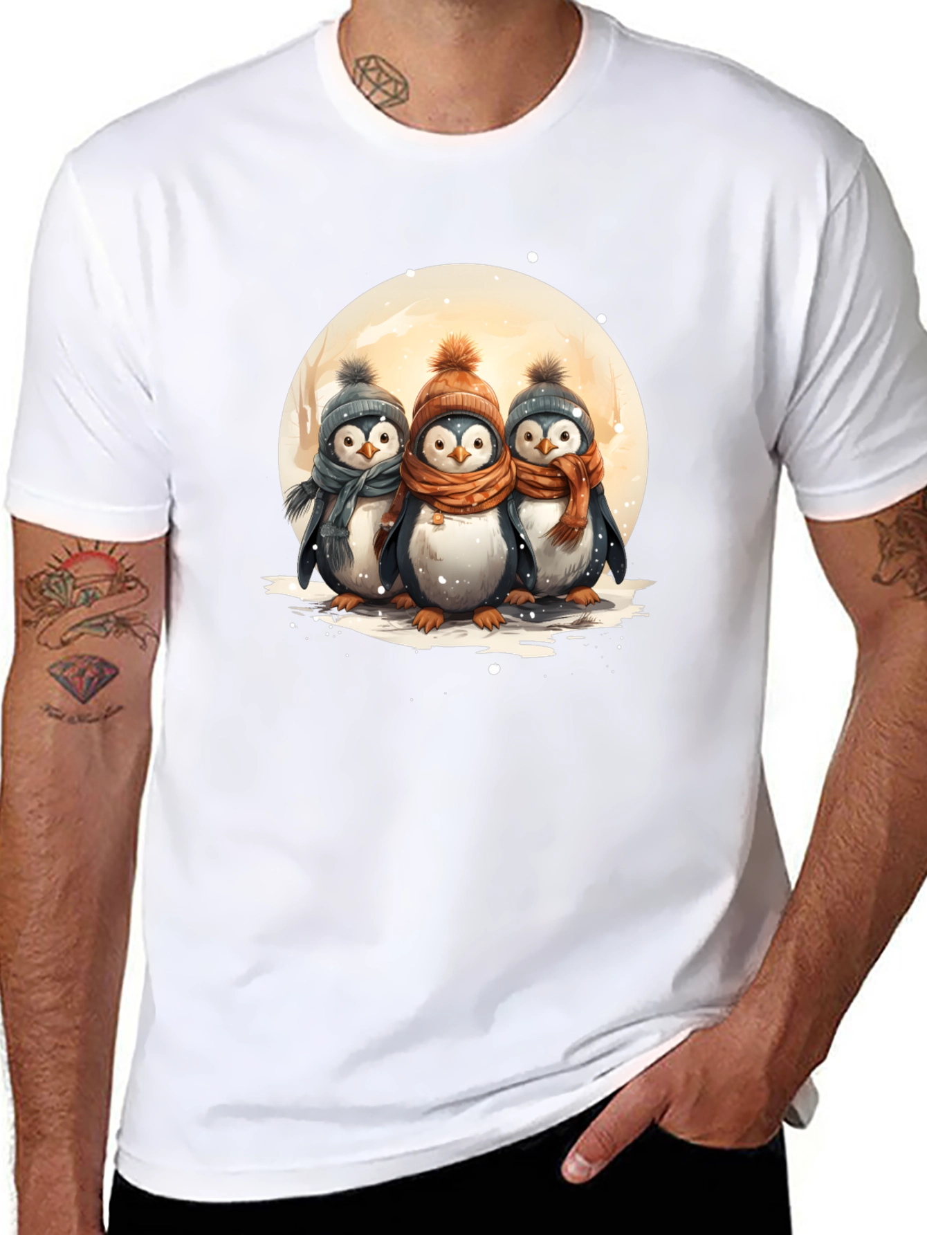 Penguin Trio Graphic Tee - Winter Style