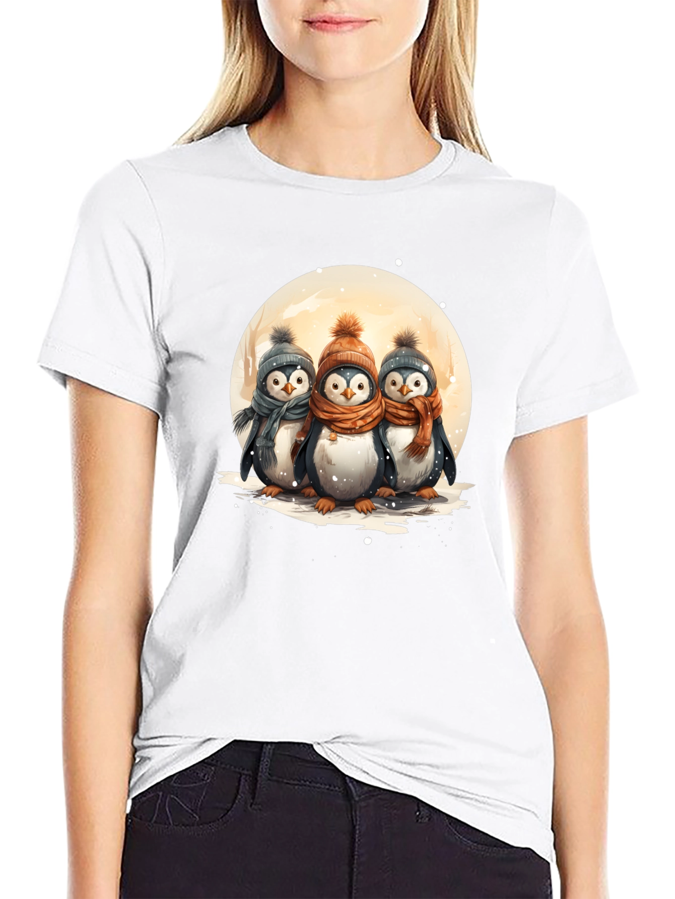 Penguin Trio Graphic Tee - Winter Style