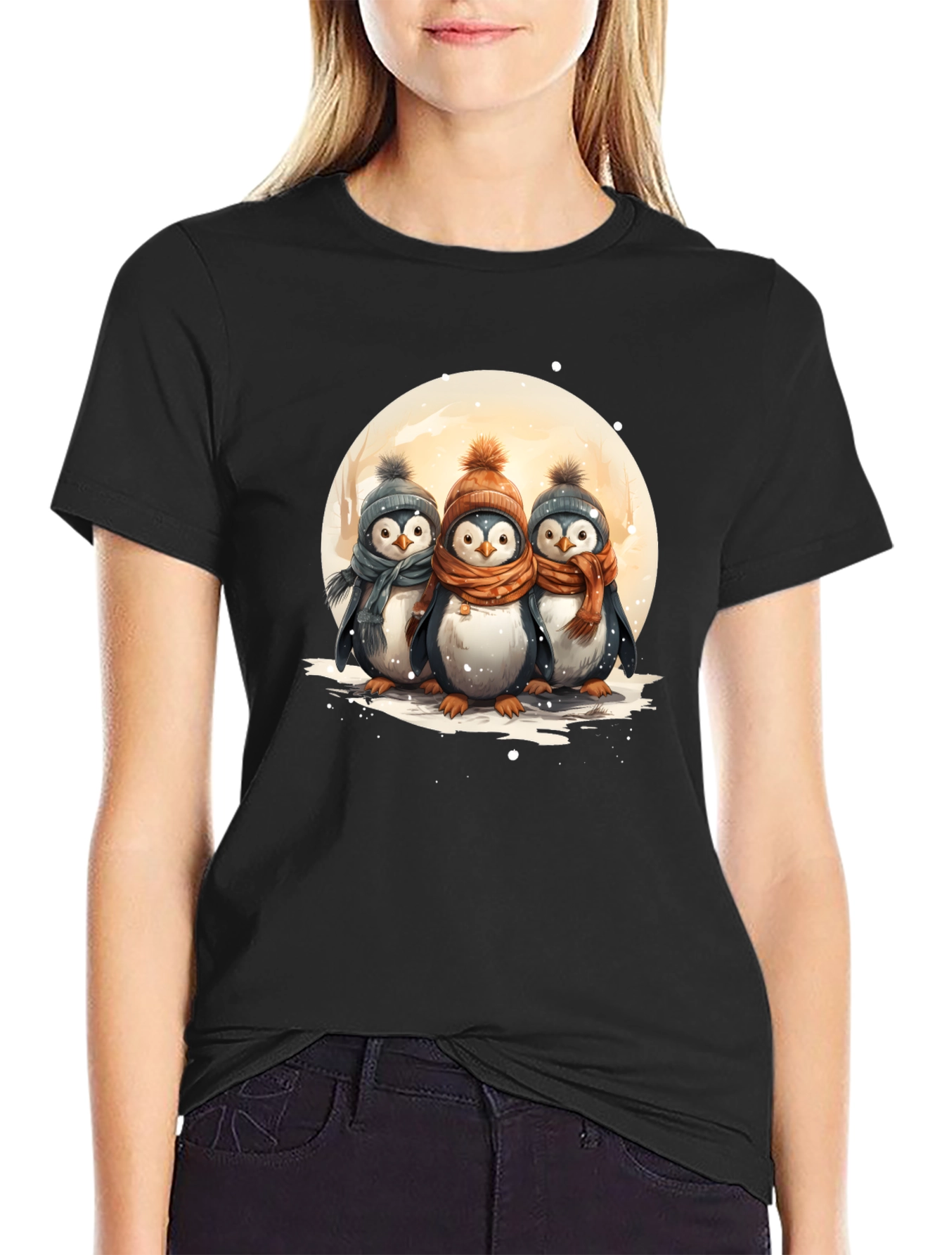 Penguin Trio Graphic Tee - Winter Style