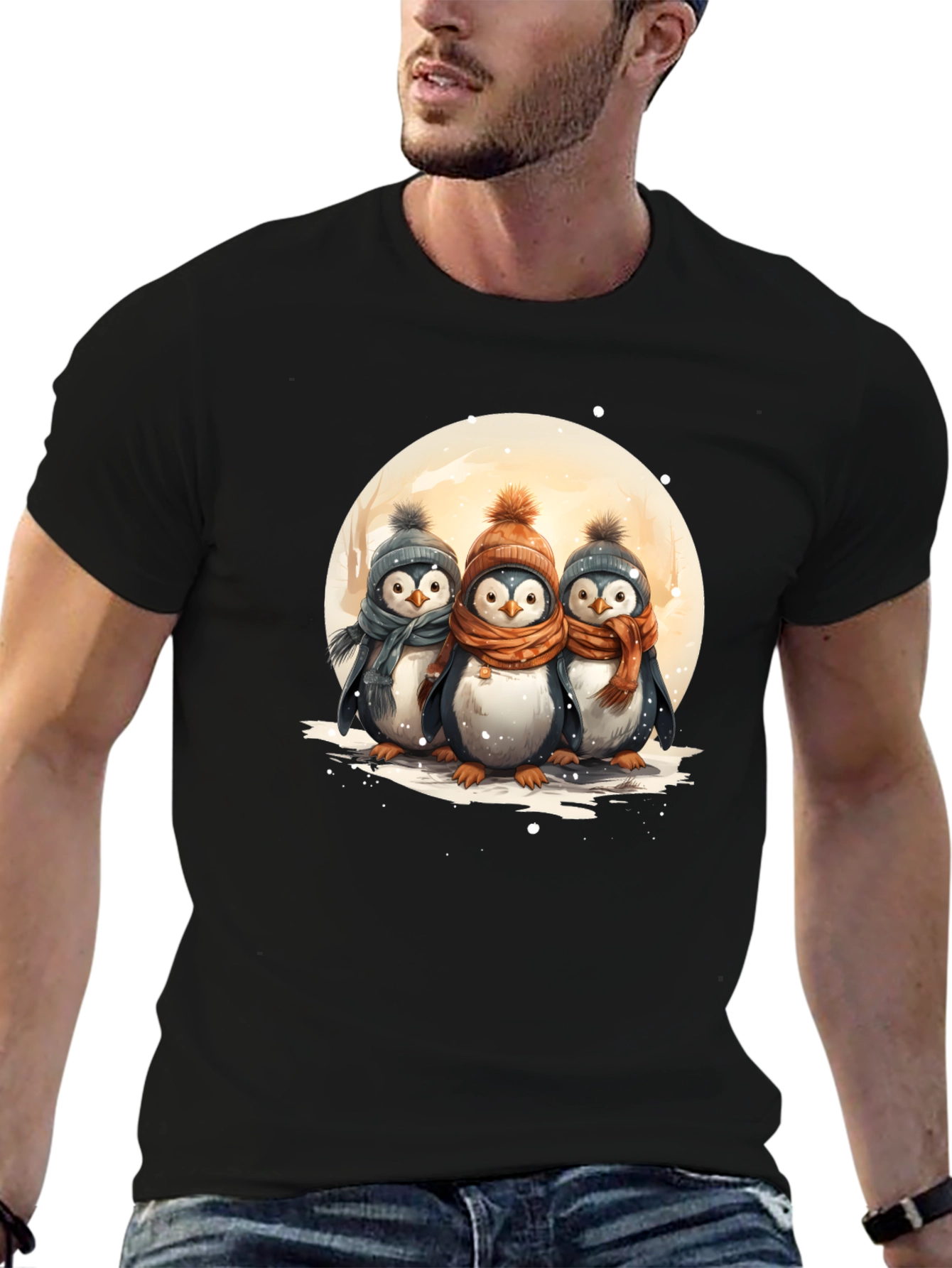 Penguin Trio Graphic Tee - Winter Style