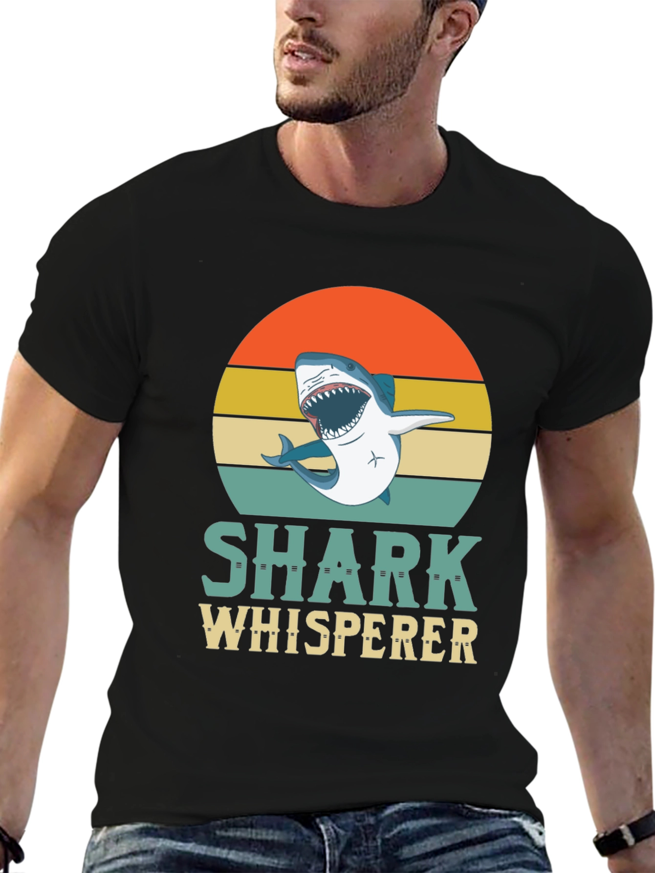 Shark Whisperer Graphic Tee - Mens Black T-Shirt