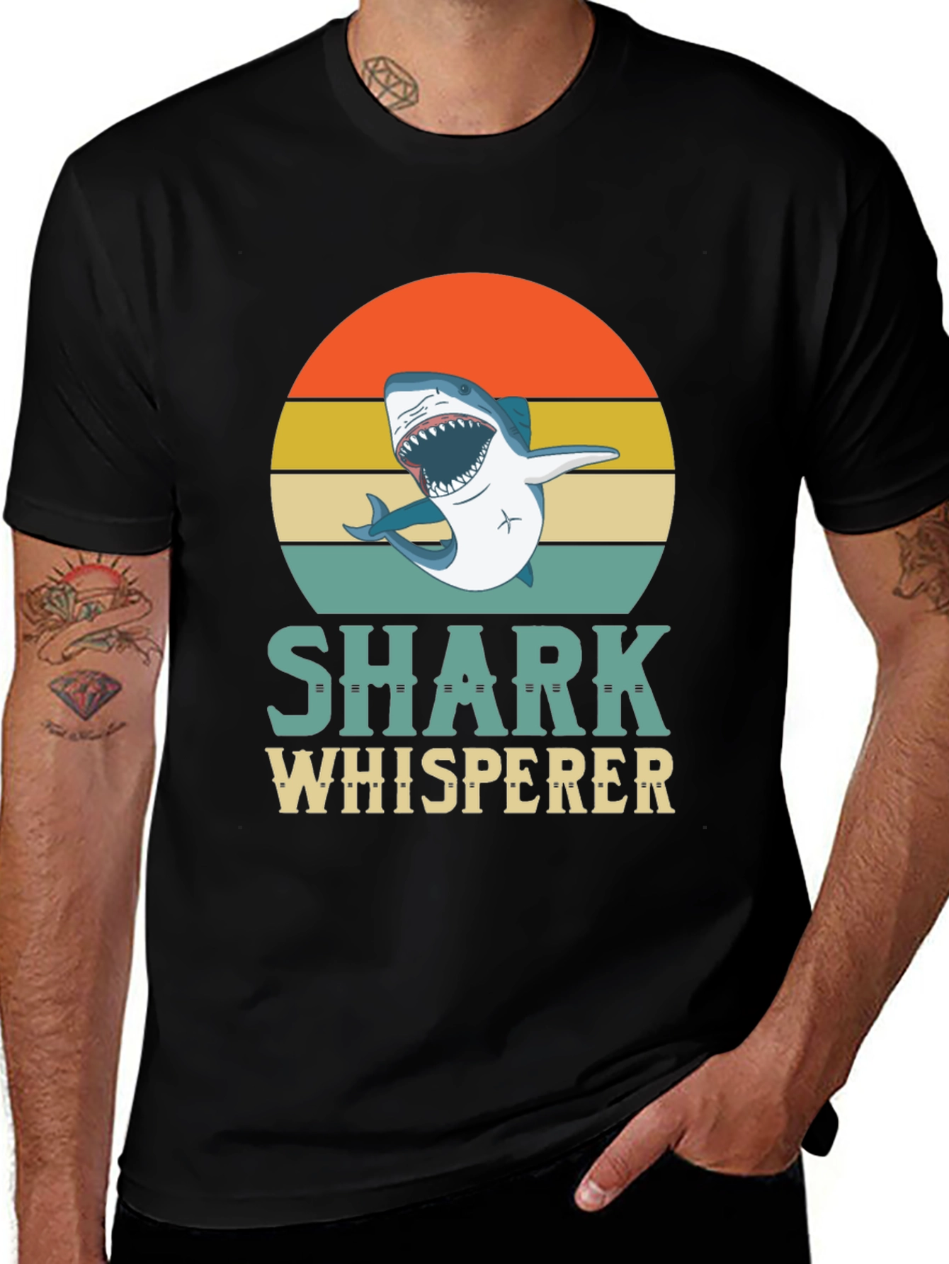 Shark Whisperer Graphic Tee - Mens Black T-Shirt