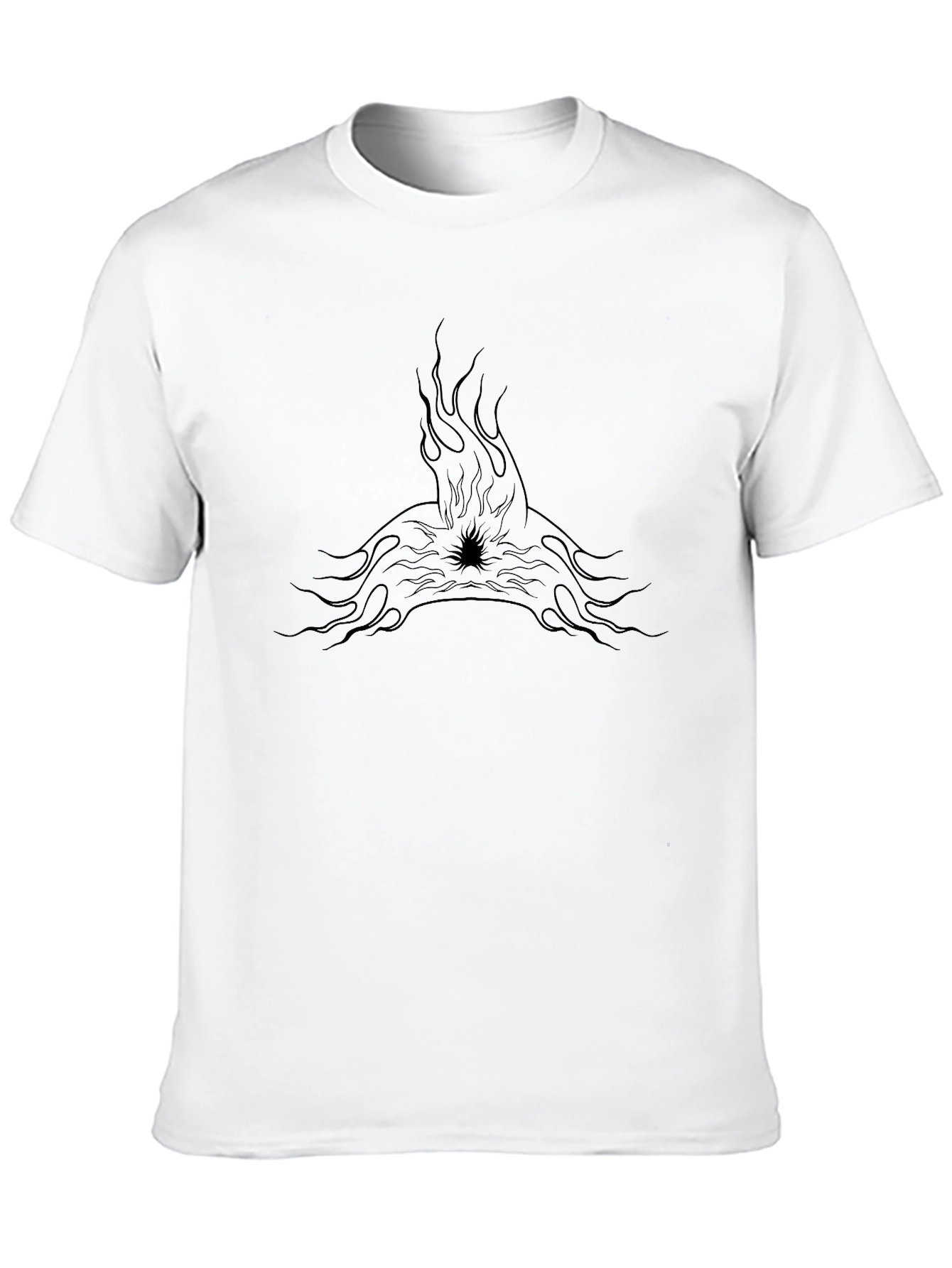 Mens Black Tee with Flame Graphic