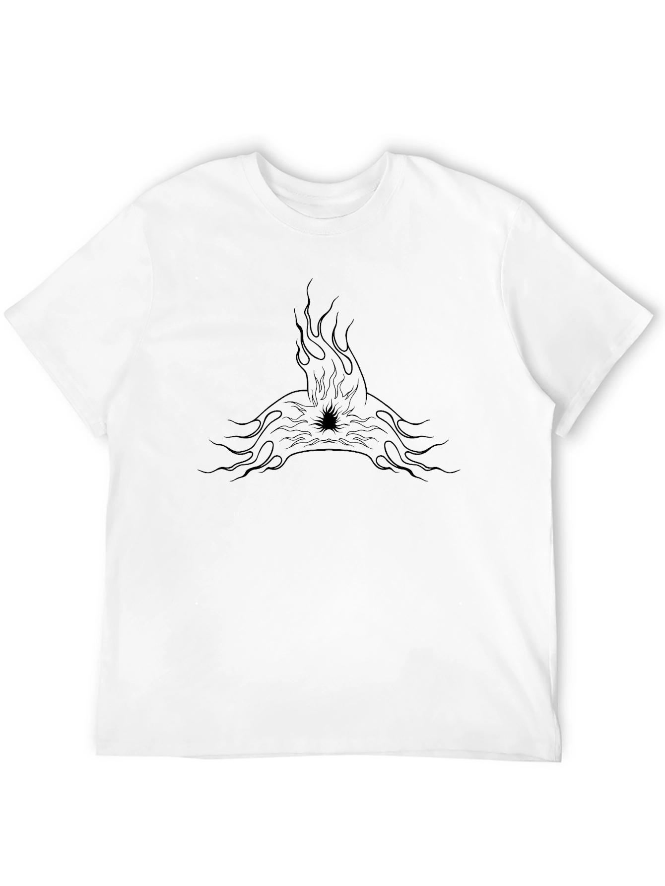 Mens Black Tee with Flame Graphic