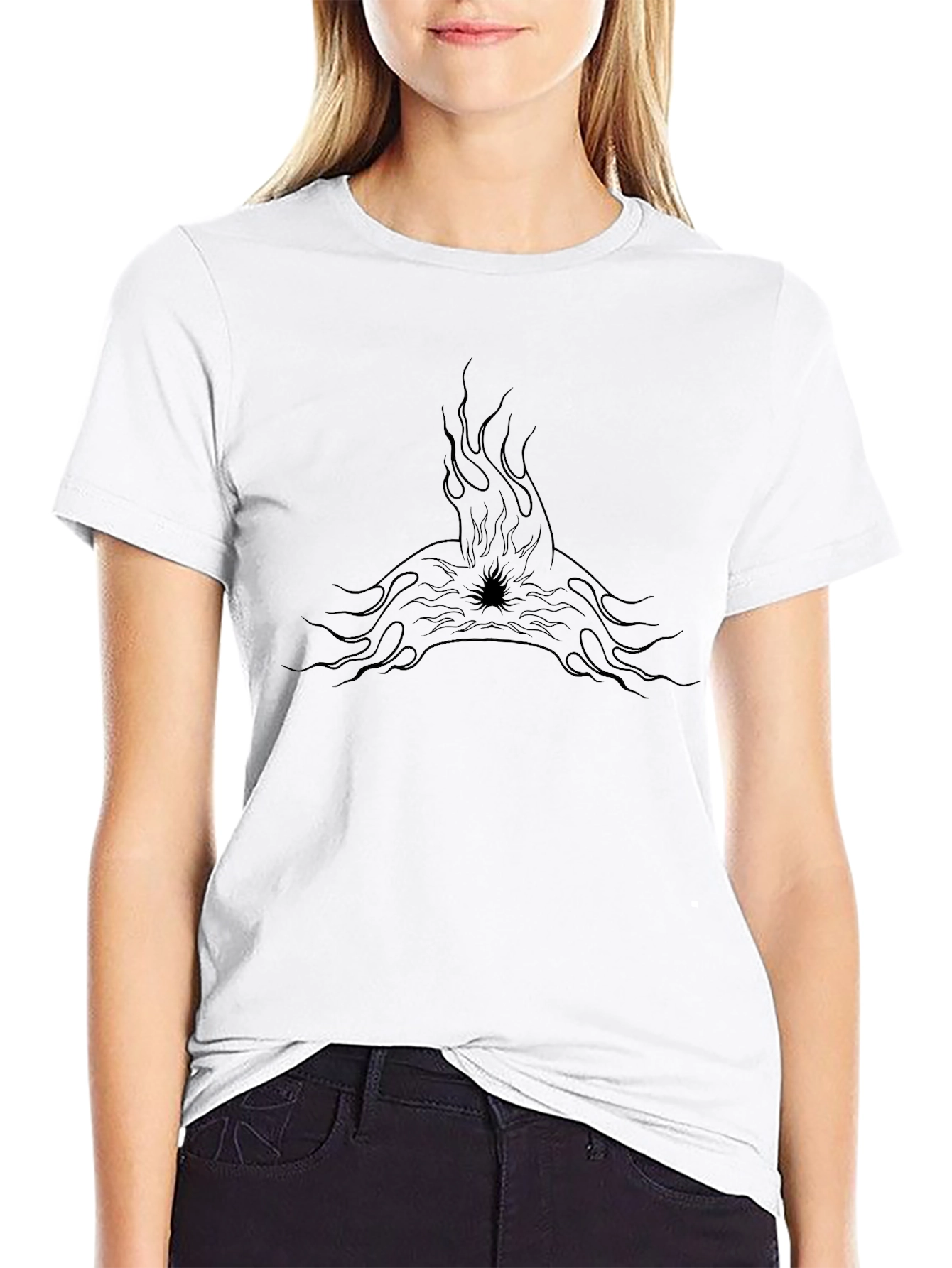 Mens Black Tee with Flame Graphic