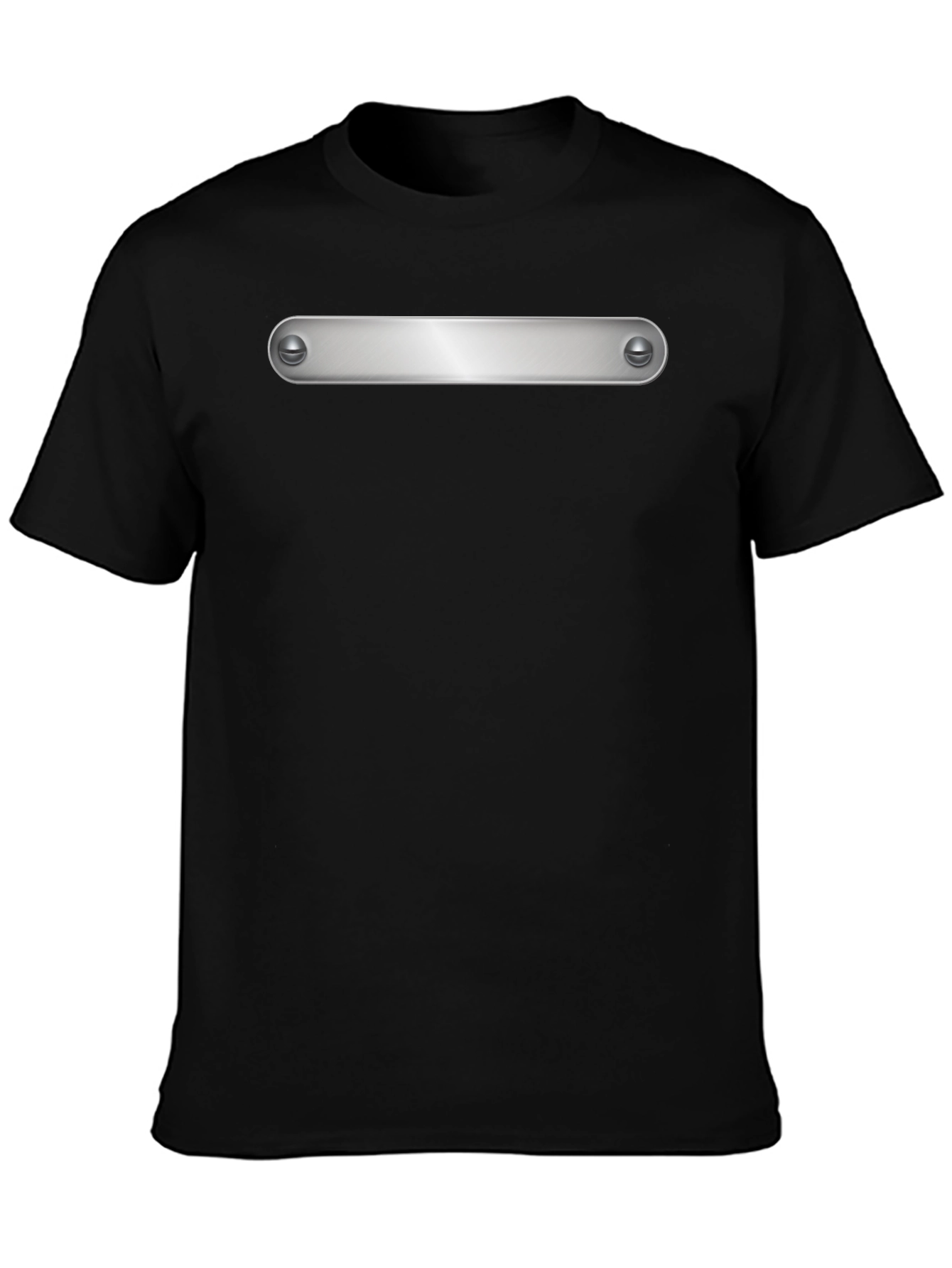 Modern Black T-Shirt with Silver Metal Bar Detail