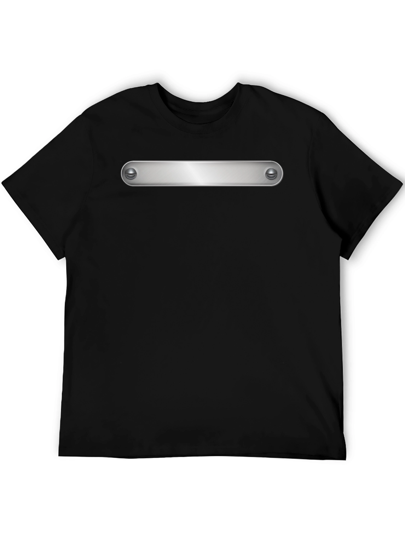 Modern Black T-Shirt with Silver Metal Bar Detail