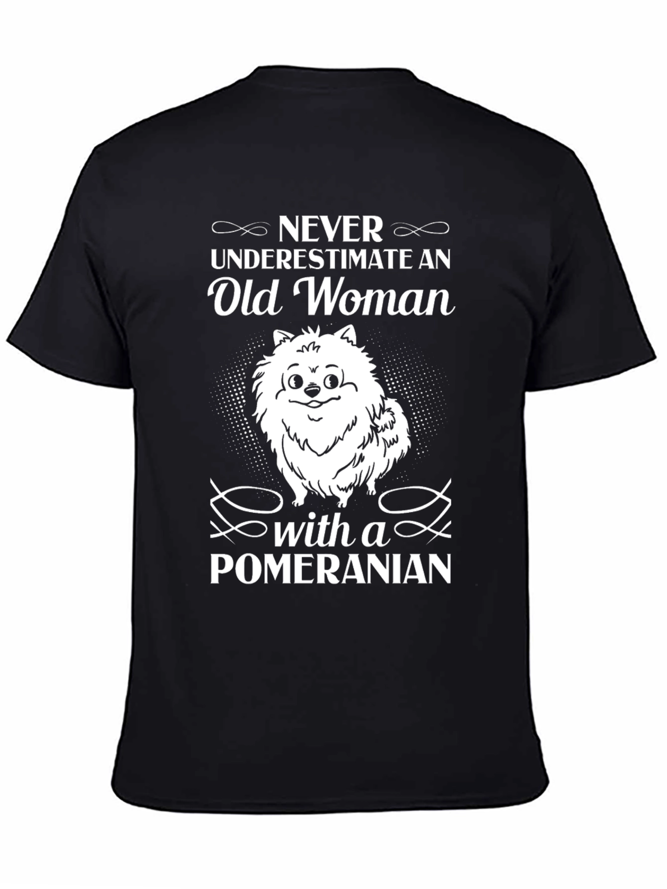 Pomeranian Old Woman Funny Graphic Tee