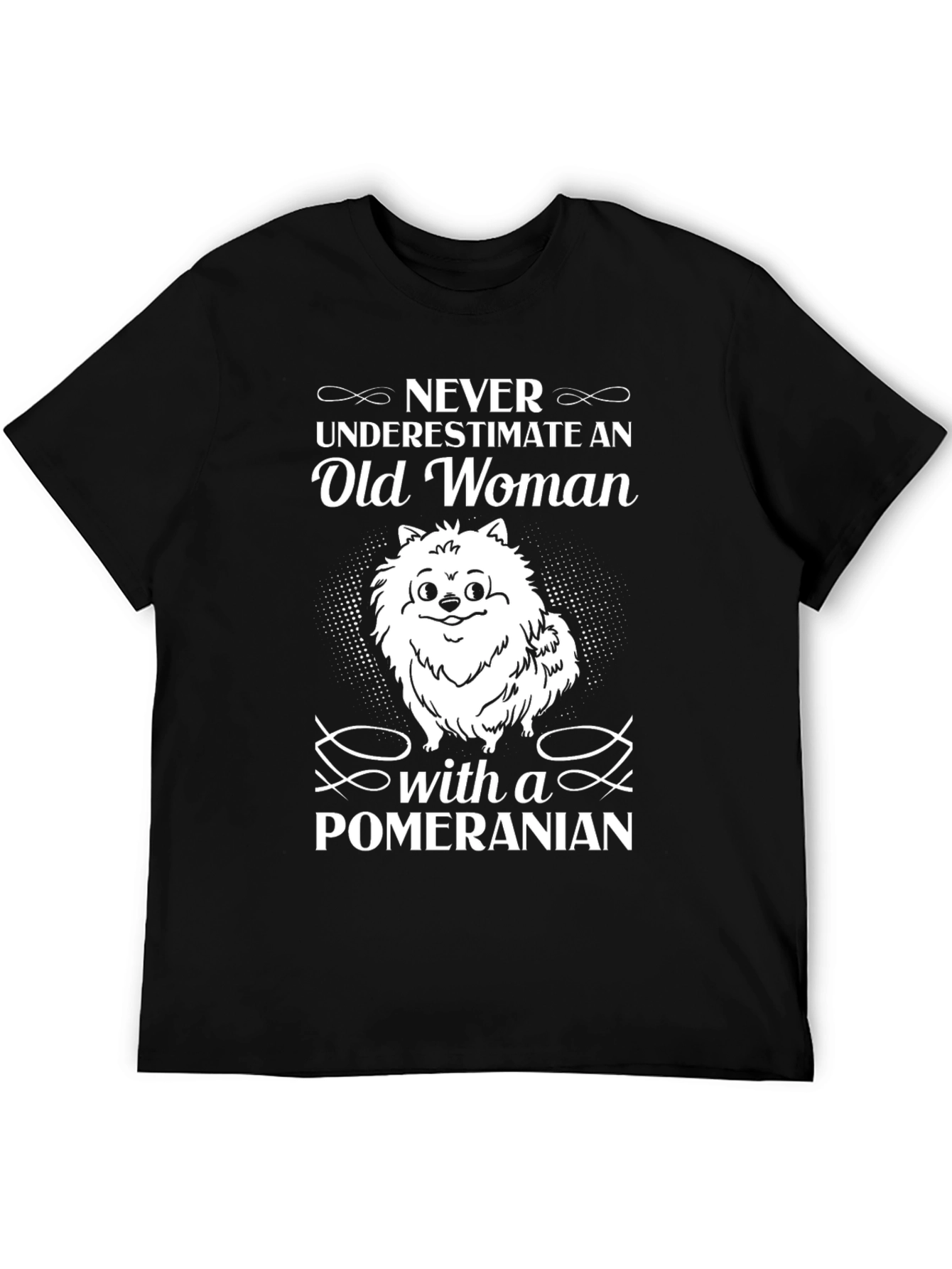 Pomeranian Old Woman Funny Graphic Tee