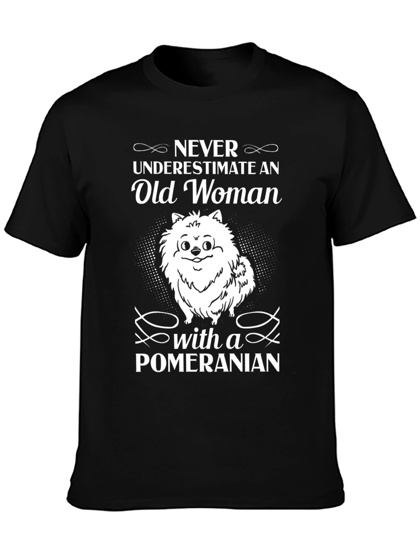 Pomeranian Old Woman Funny Graphic Tee
