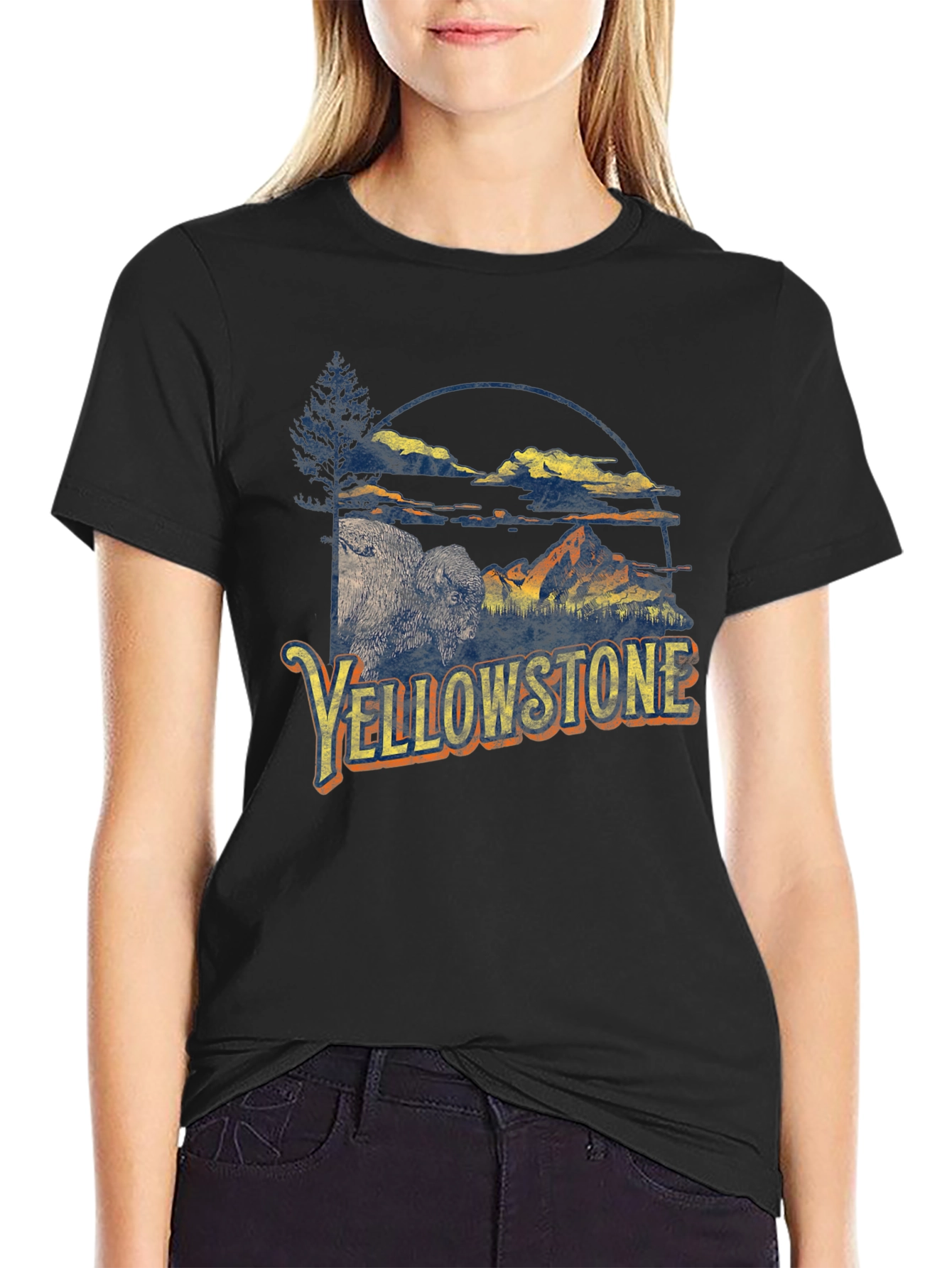 Yellowstone Graphic Tee - Bison & Mountain Design