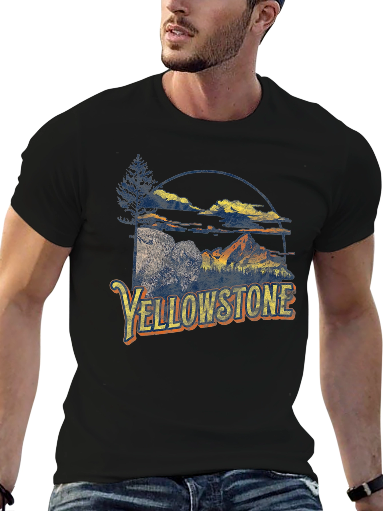 Yellowstone Graphic Tee - Bison & Mountain Design