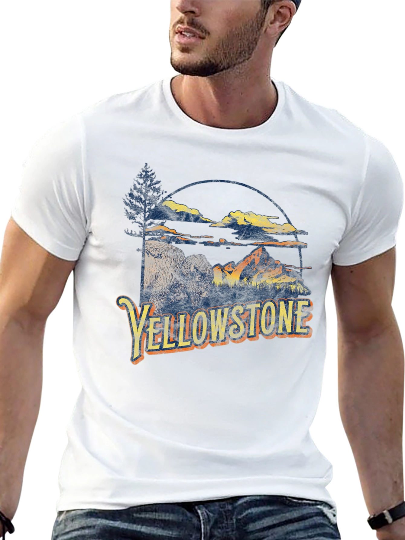 Yellowstone Graphic Tee - Bison & Mountain Design