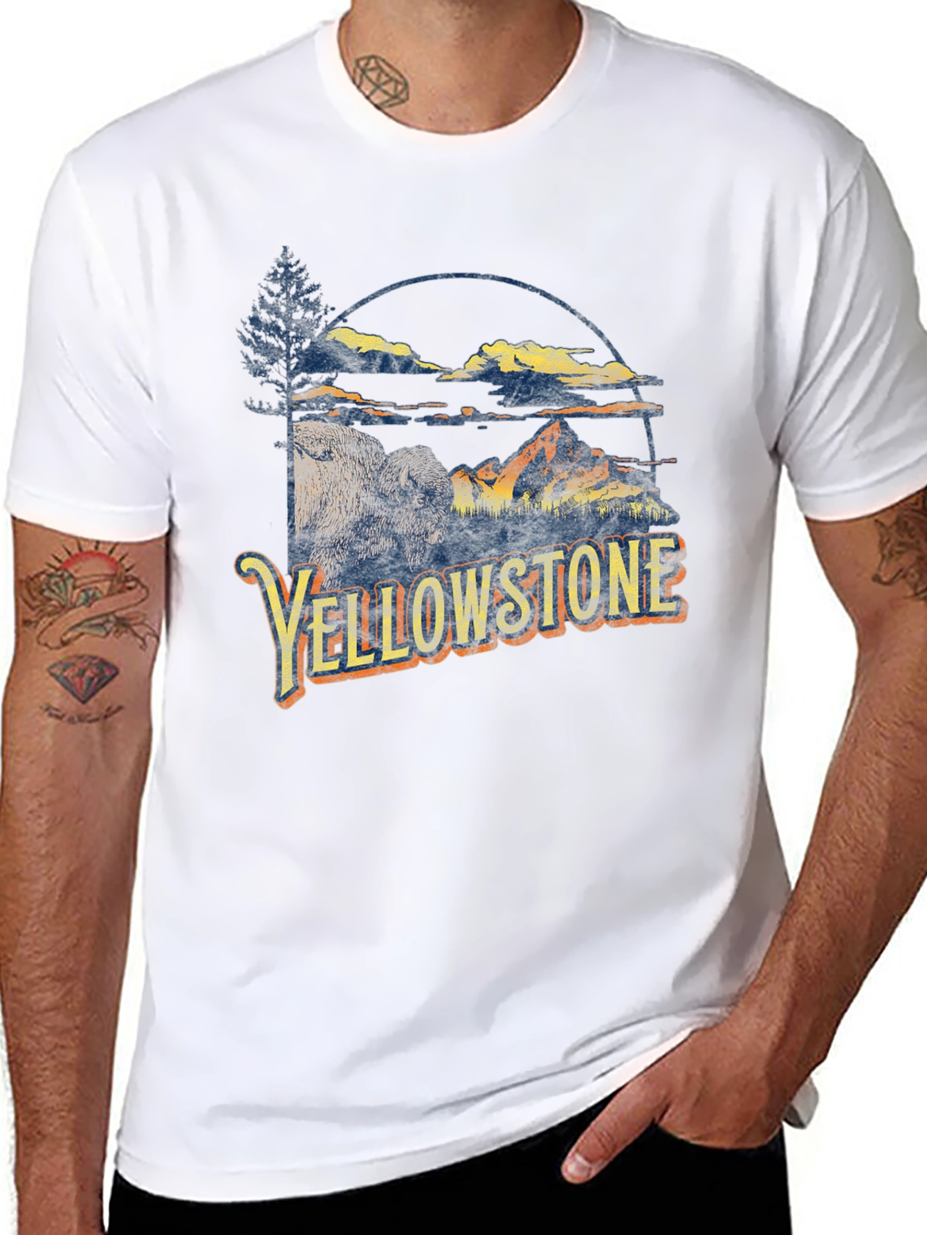 Yellowstone Graphic Tee - Bison & Mountain Design