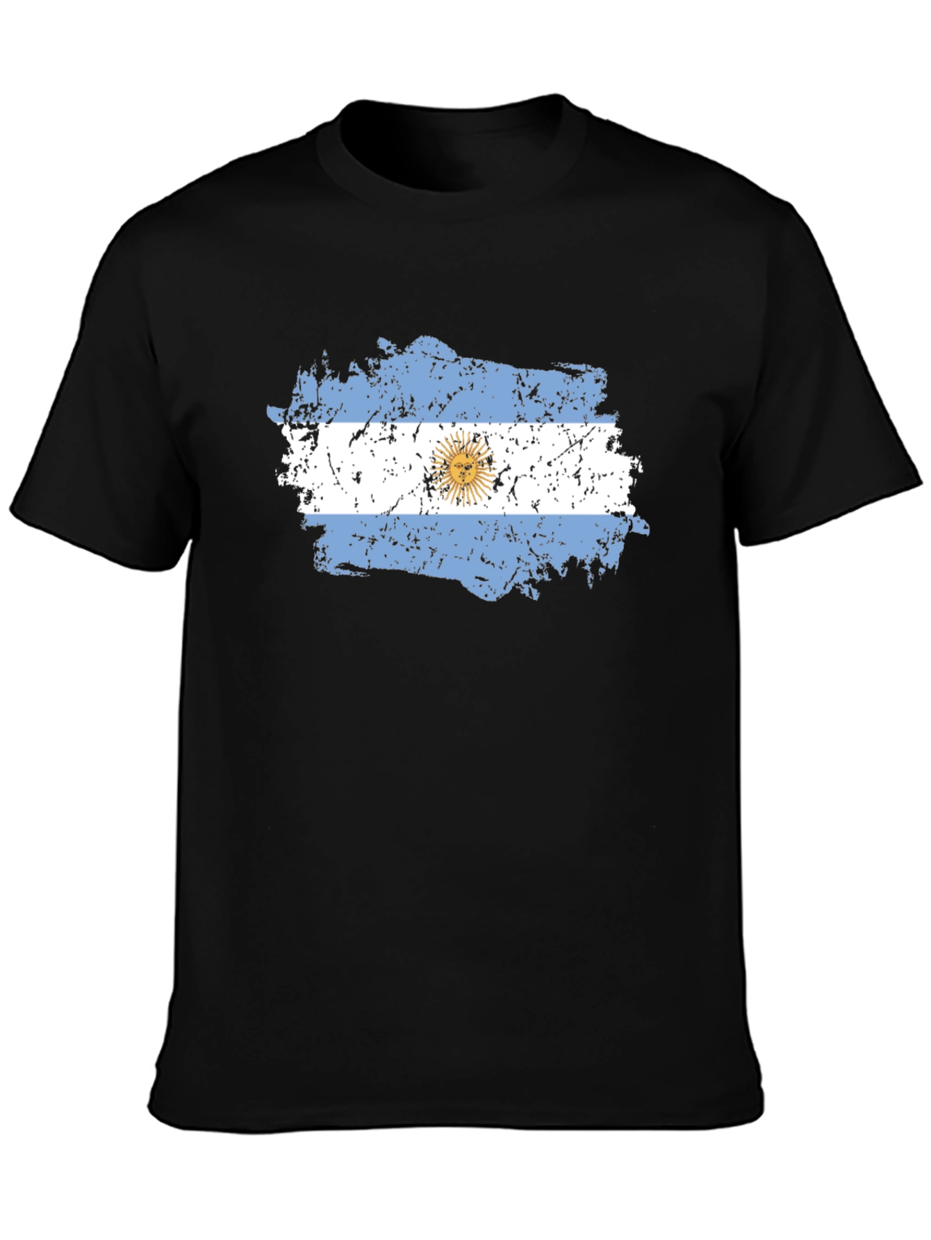 Argentina Flag Distressed Black T-Shirt