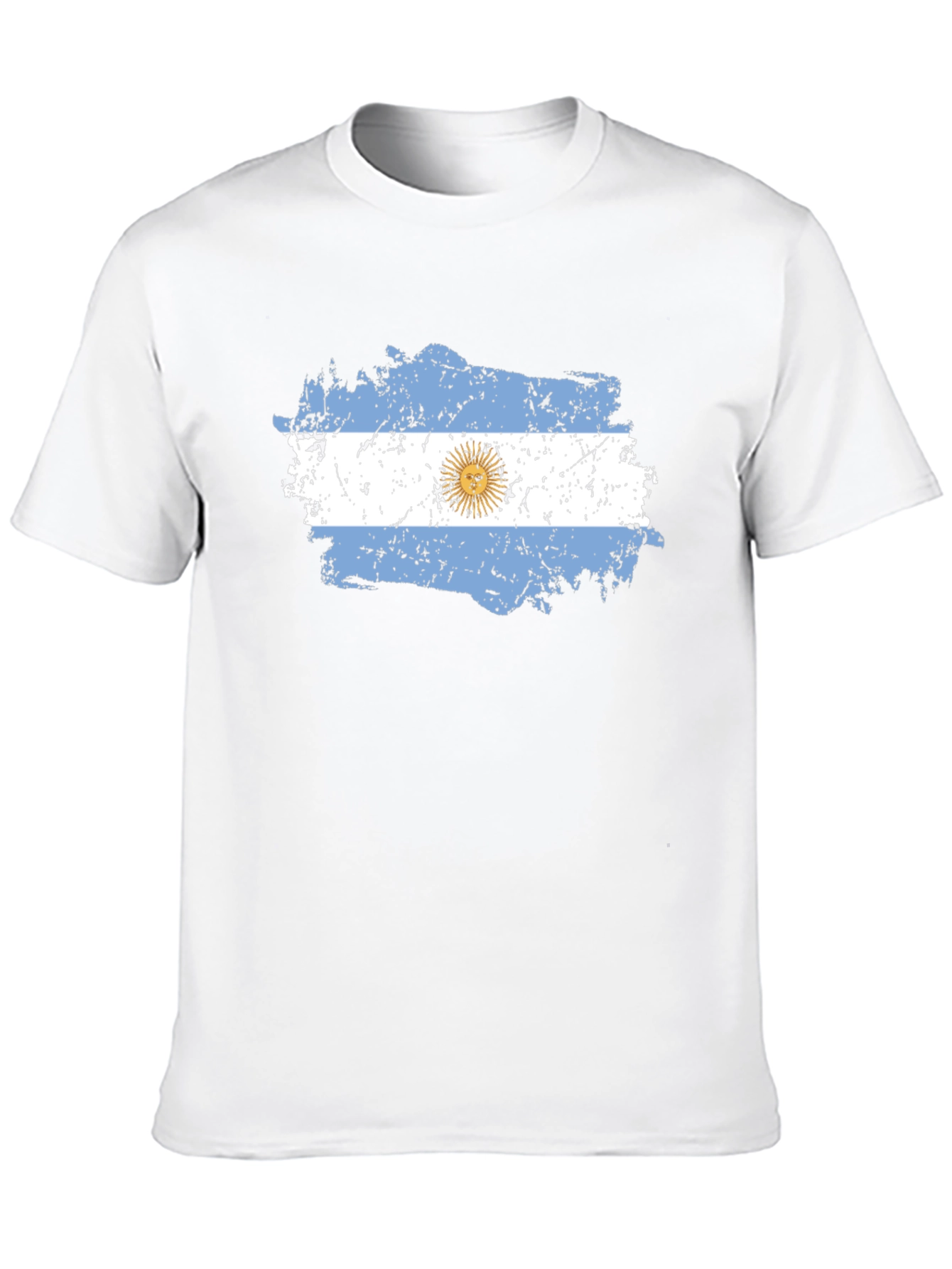 Argentina Flag Distressed Black T-Shirt