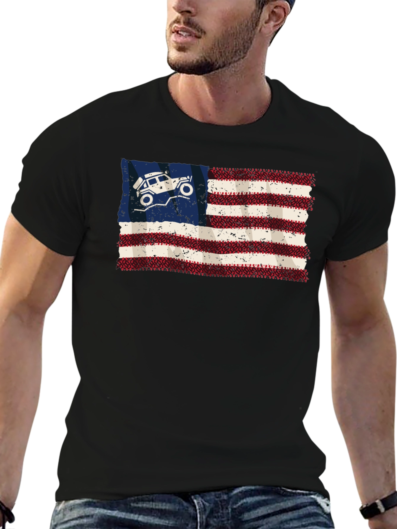 American Flag 4x4 Off Road T-Shirt