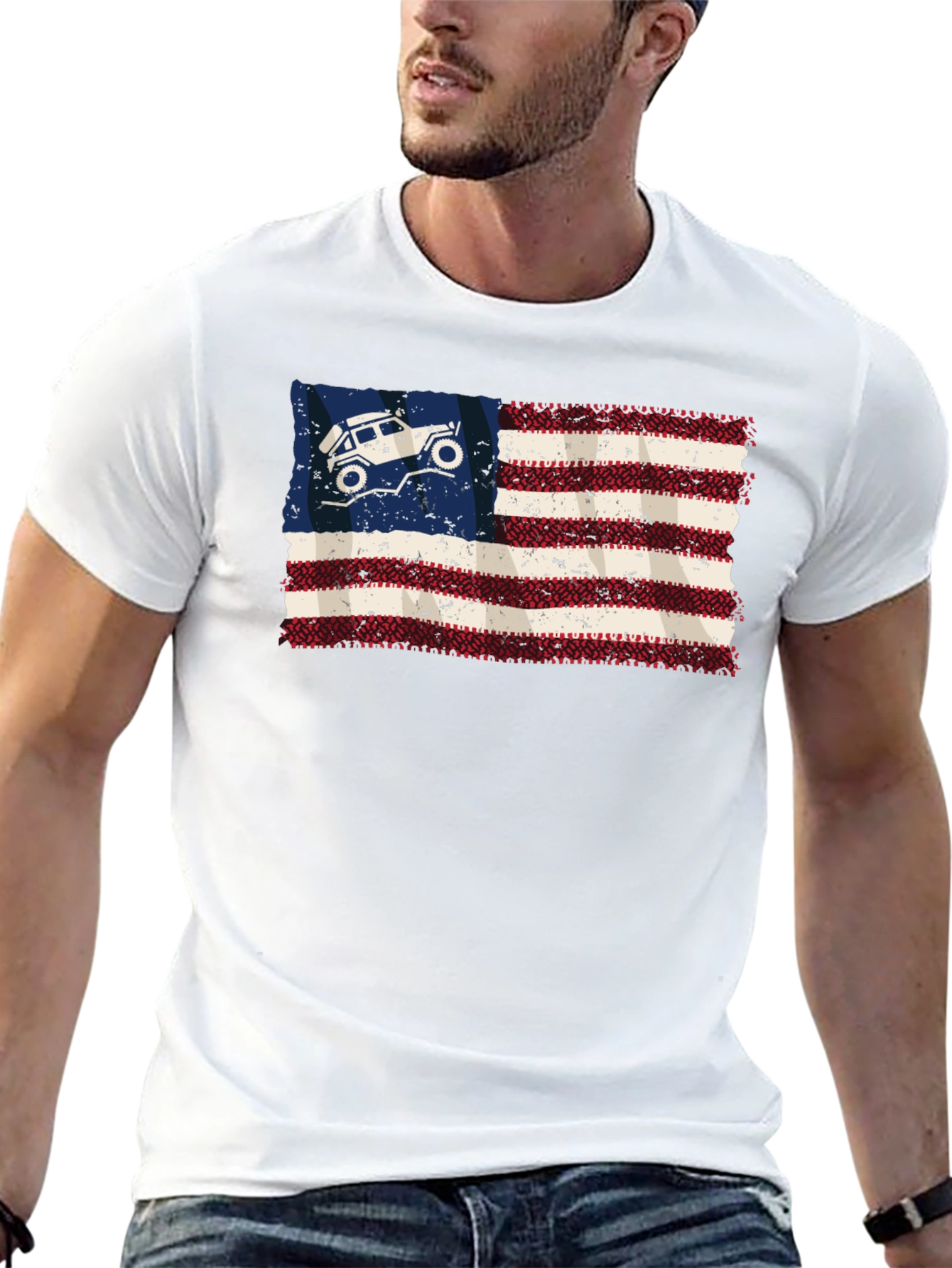 American Flag 4x4 Off Road T-Shirt