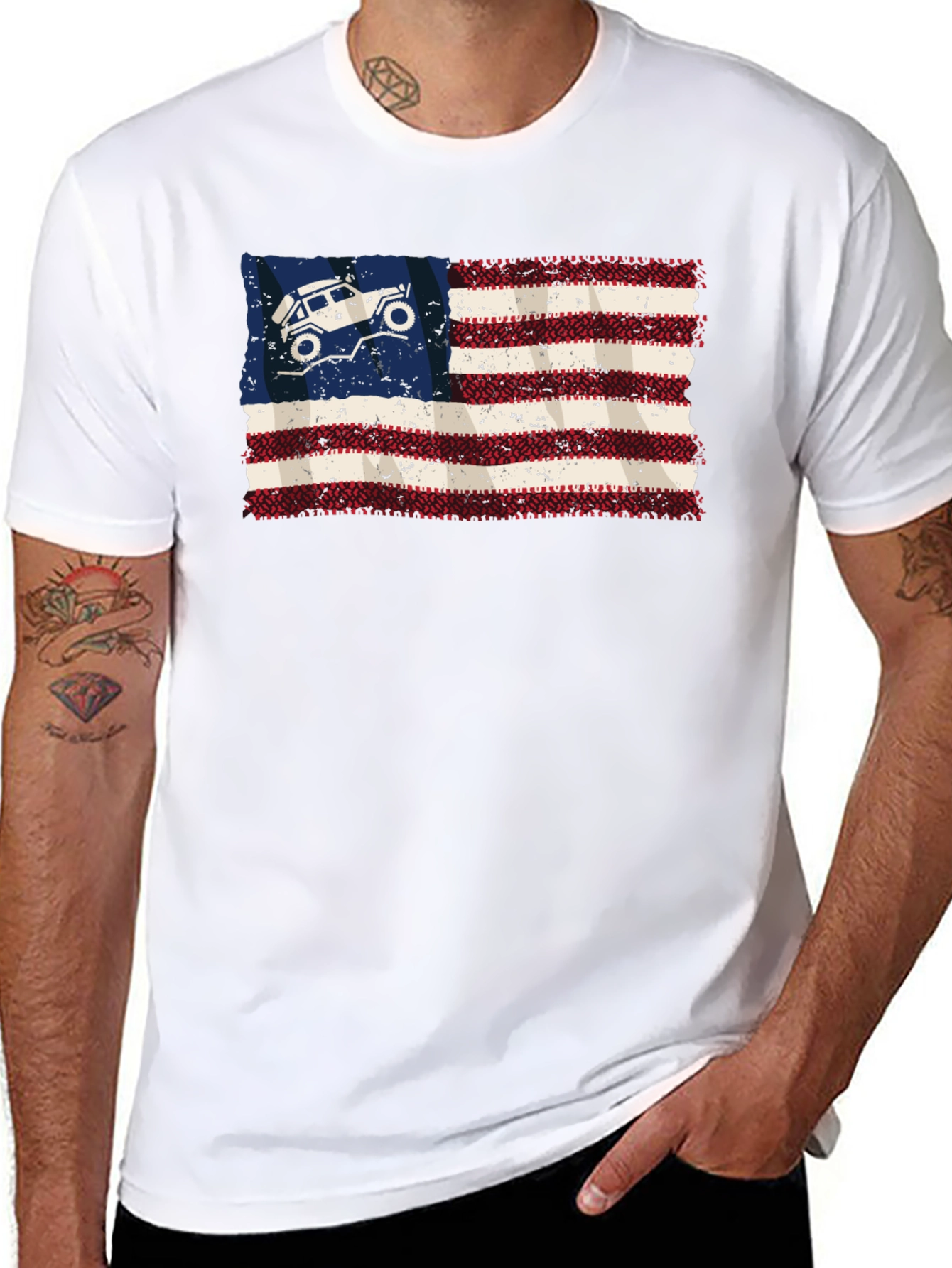 American Flag 4x4 Off Road T-Shirt