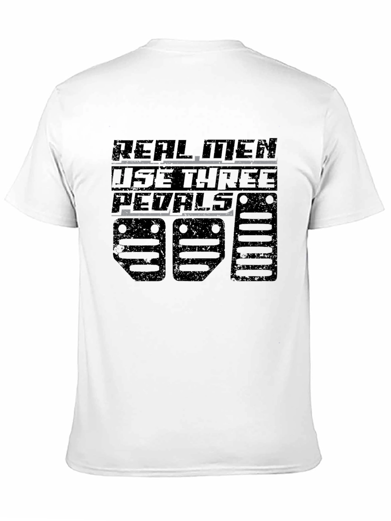Real Men Use Three Pedals Black Graphic Tee