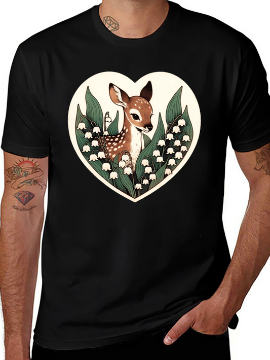 Fawn & Lily Heart Graphic T-Shirt - Black