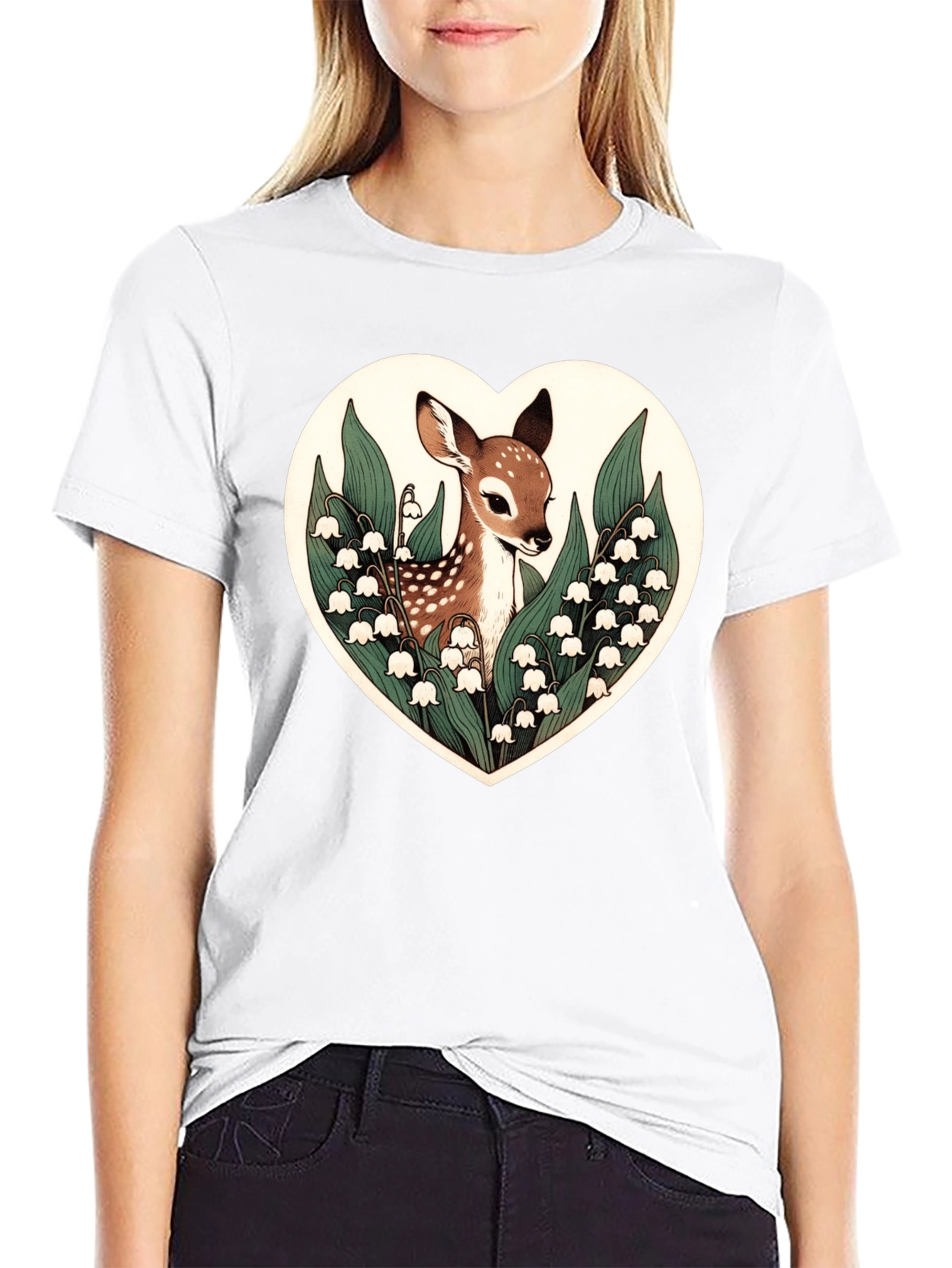 Fawn & Lily Heart Graphic T-Shirt - Black