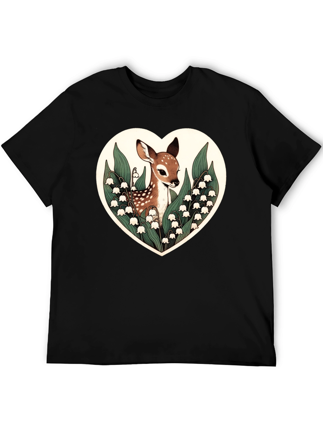 Fawn & Lily Heart Graphic T-Shirt - Black