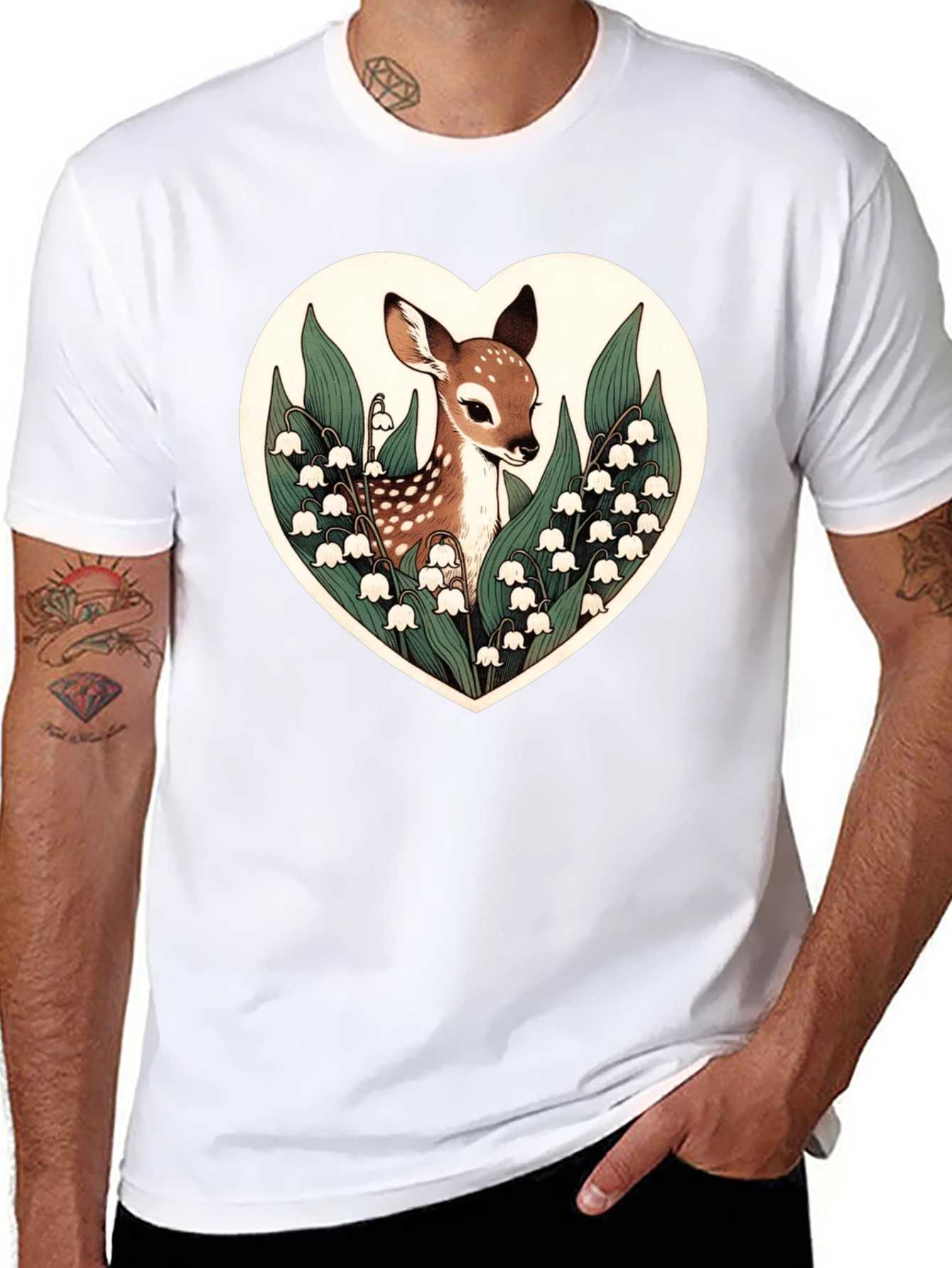 Fawn & Lily Heart Graphic T-Shirt - Black