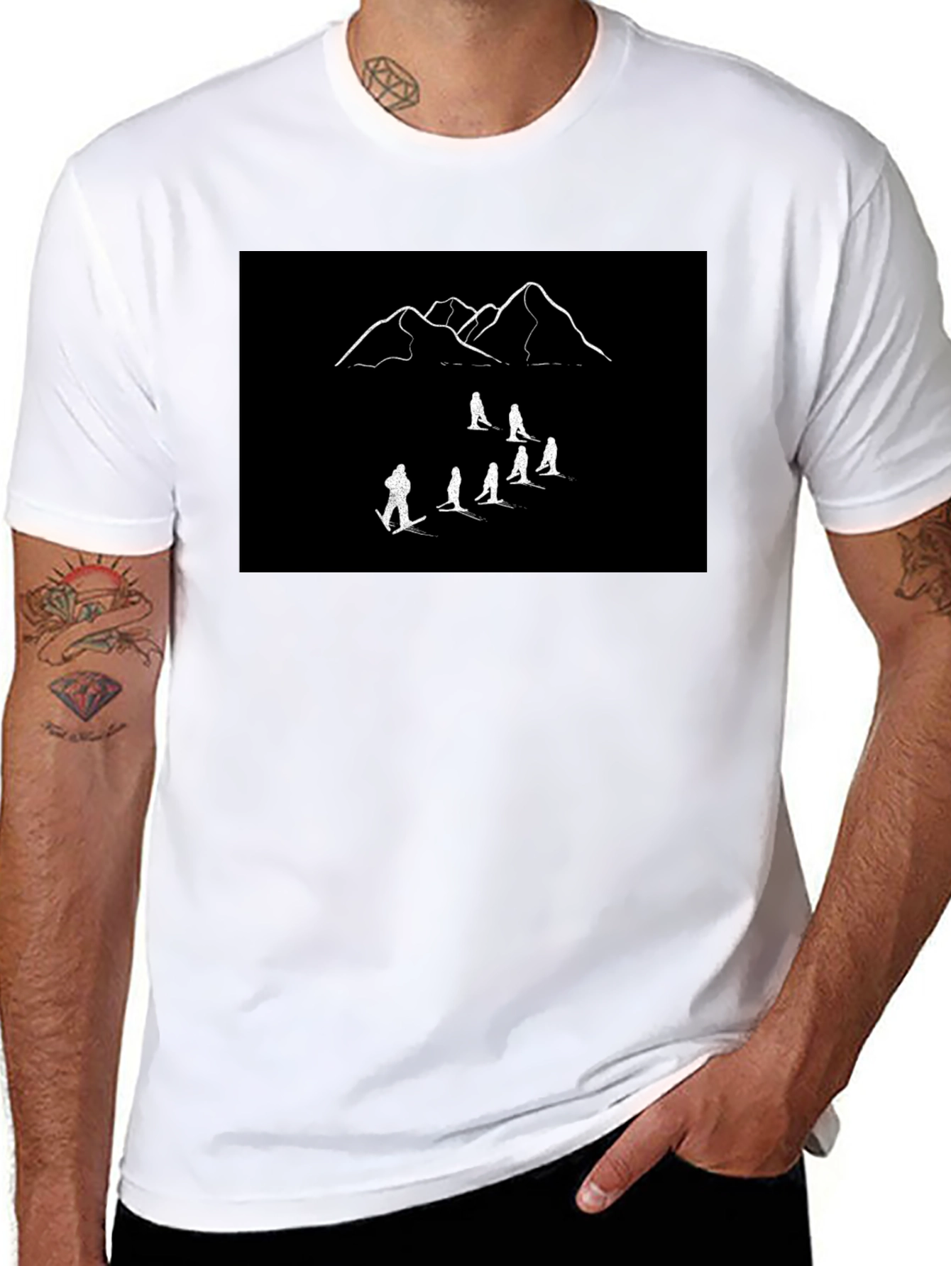 Mountain Ski Crew T-Shirt - Black Cotton Tee