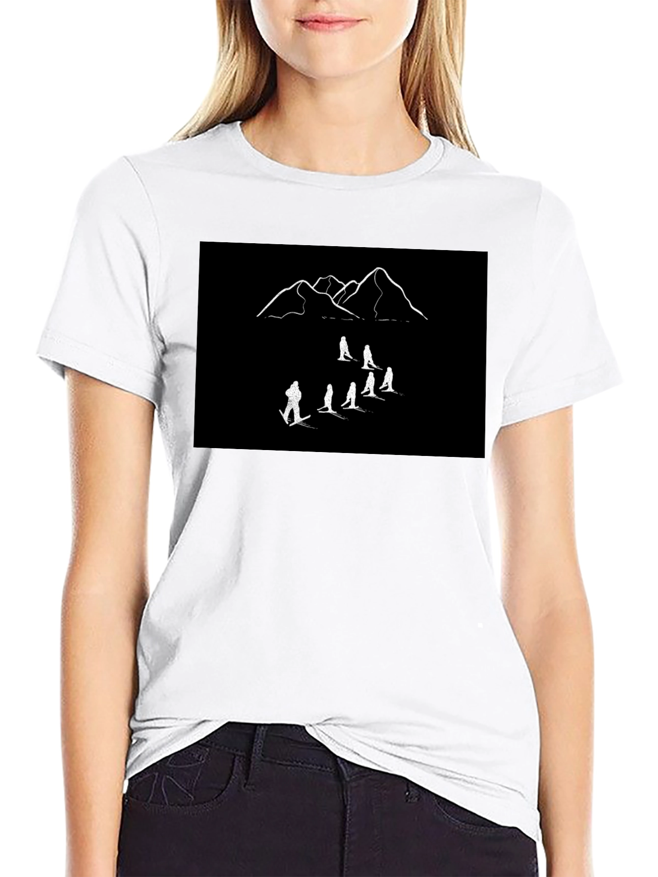 Mountain Ski Crew T-Shirt - Black Cotton Tee